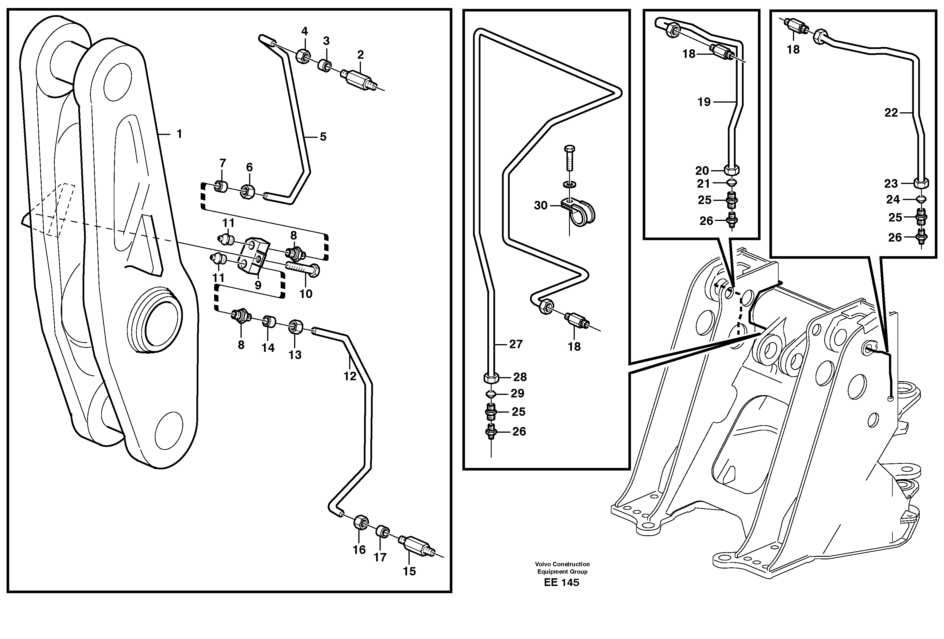 Схема запчастей Volvo L120D - 12619 Extended lube points for lift arm system L120D