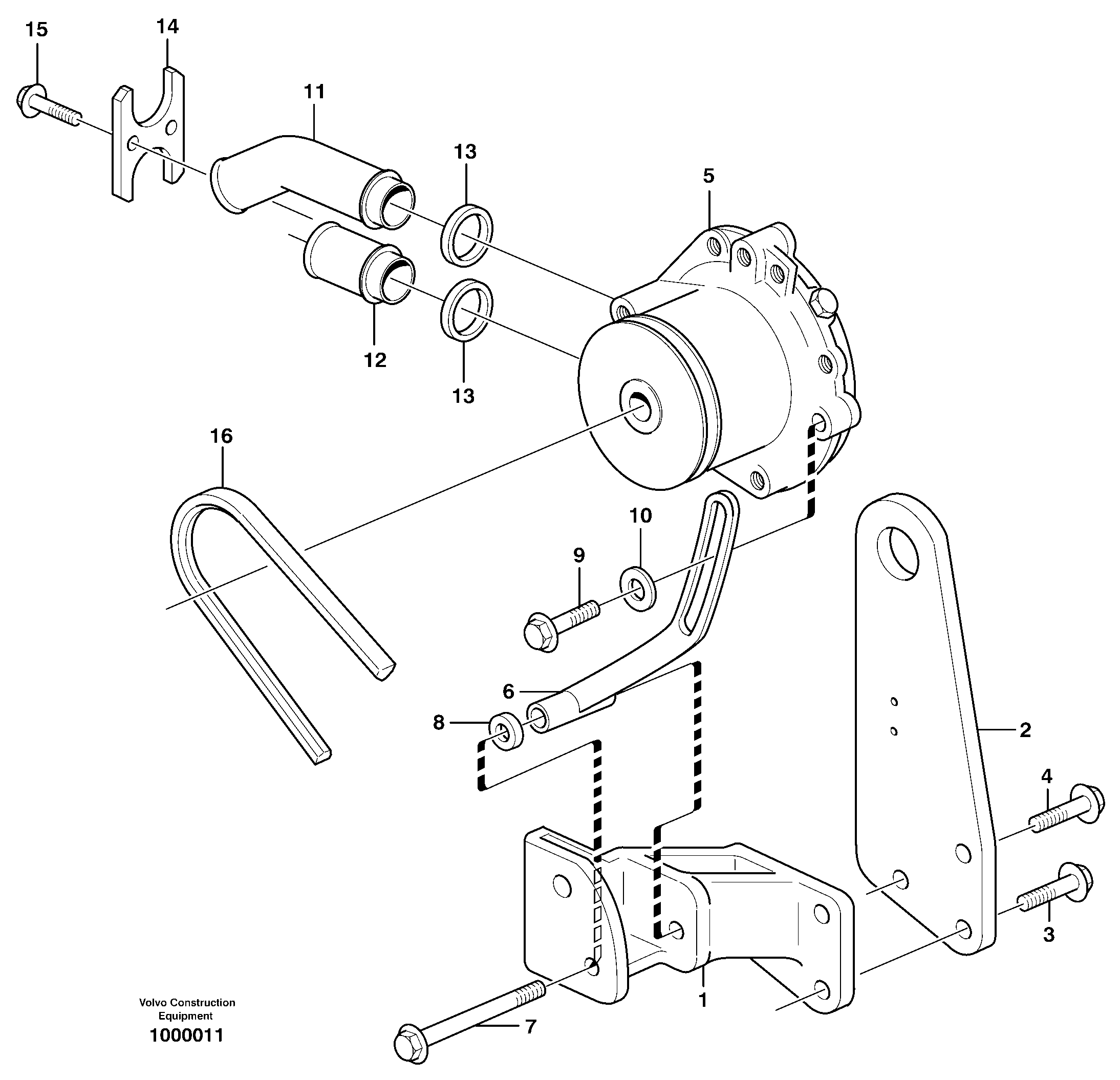 Схема запчастей Volvo L120D - 76518 Water pump with fitting parts L120D