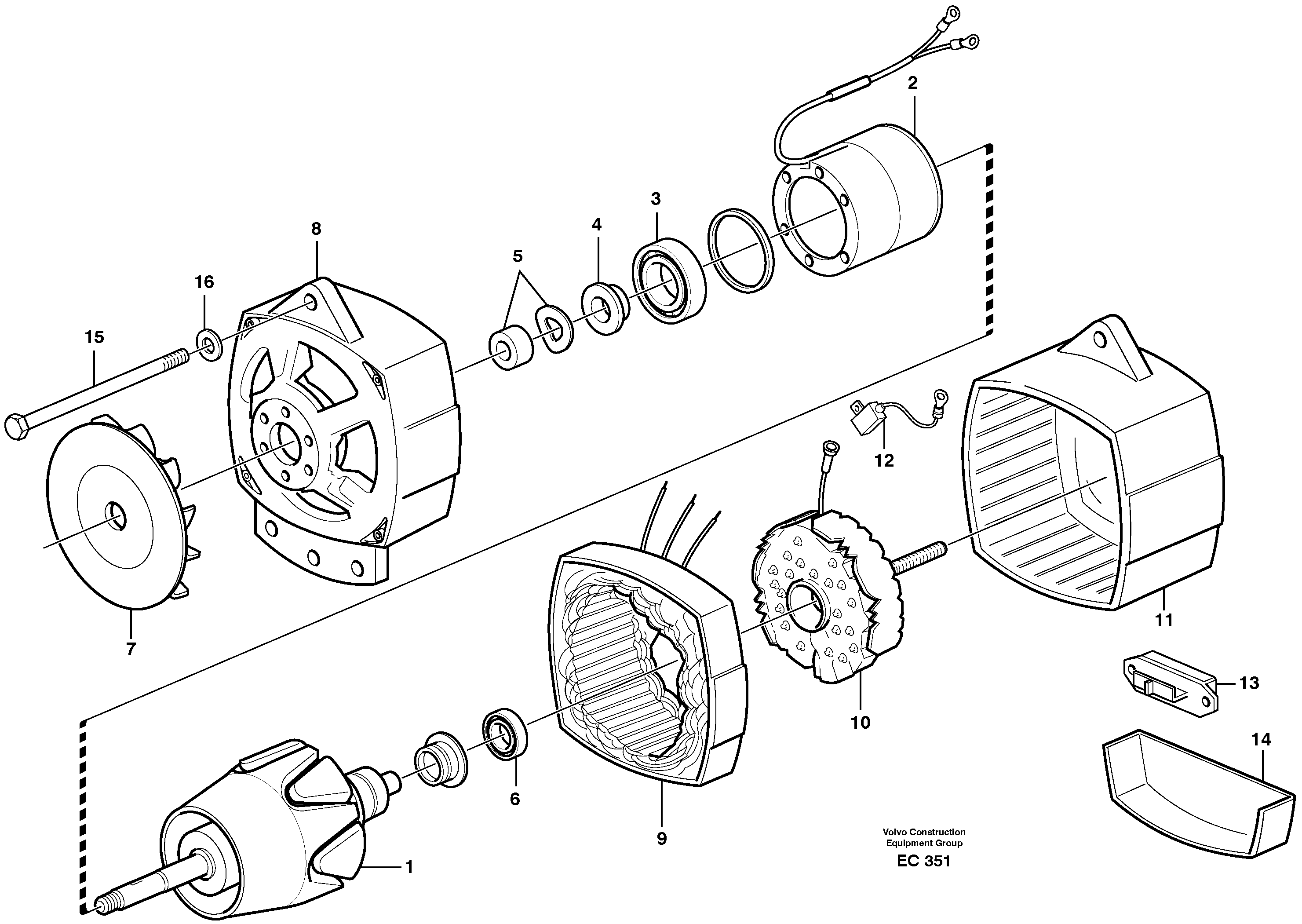 Схема запчастей Volvo L120D - 10845 Alternator L120D