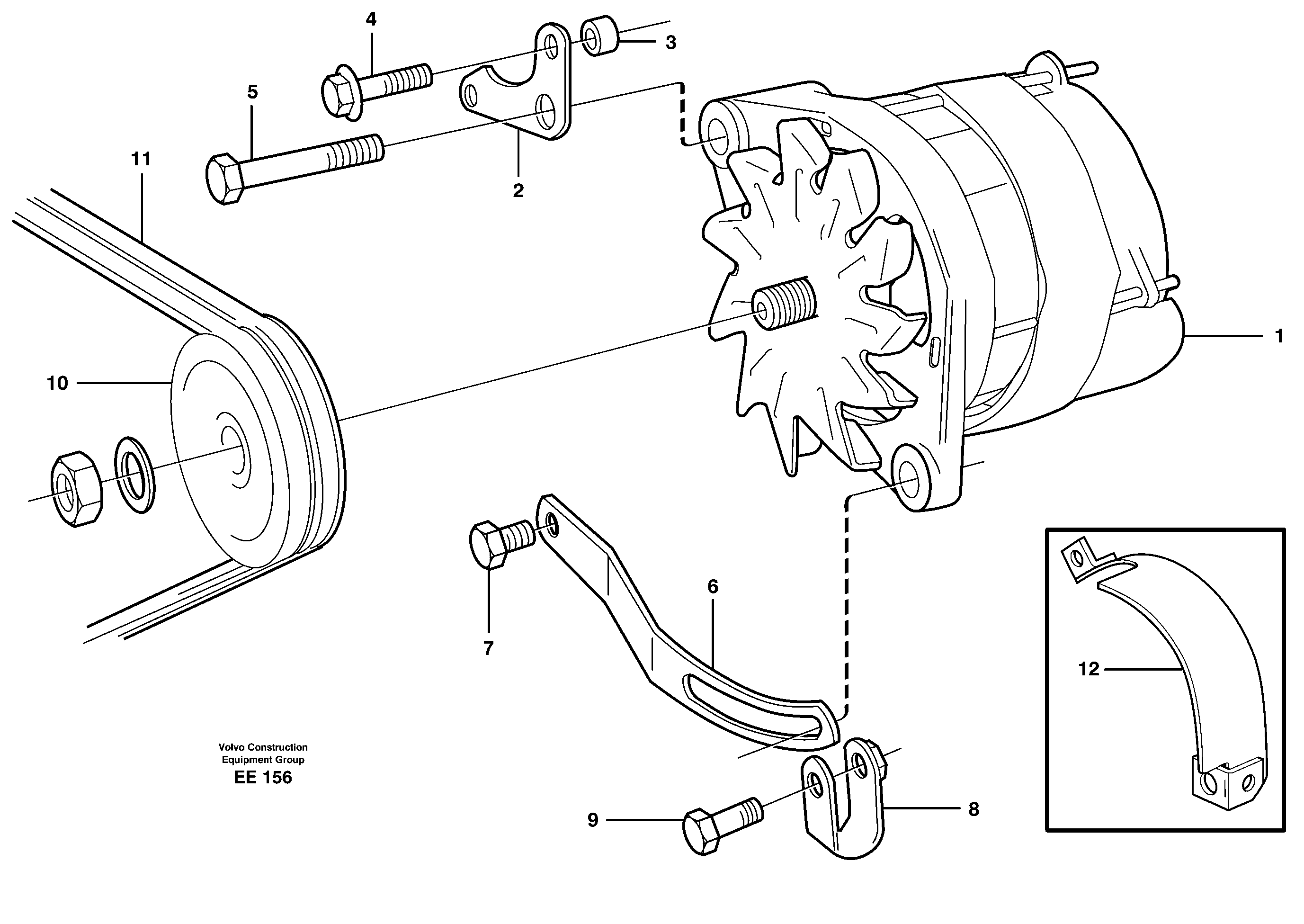 Схема запчастей Volvo L120D - 14988 Alternator with assembling details L120D