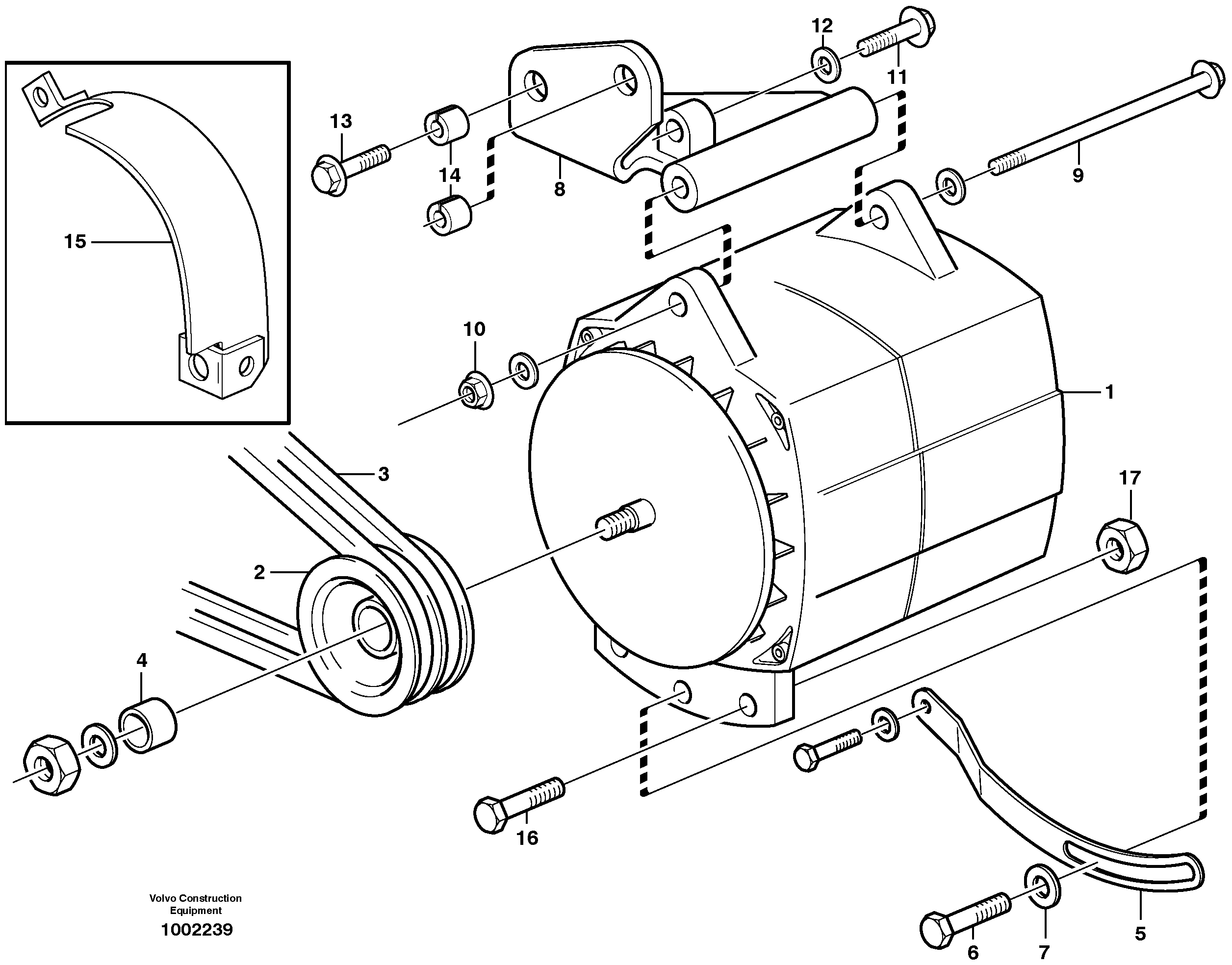 Схема запчастей Volvo L120D - 24211 Alternator with fitting parts, 100amp L120D