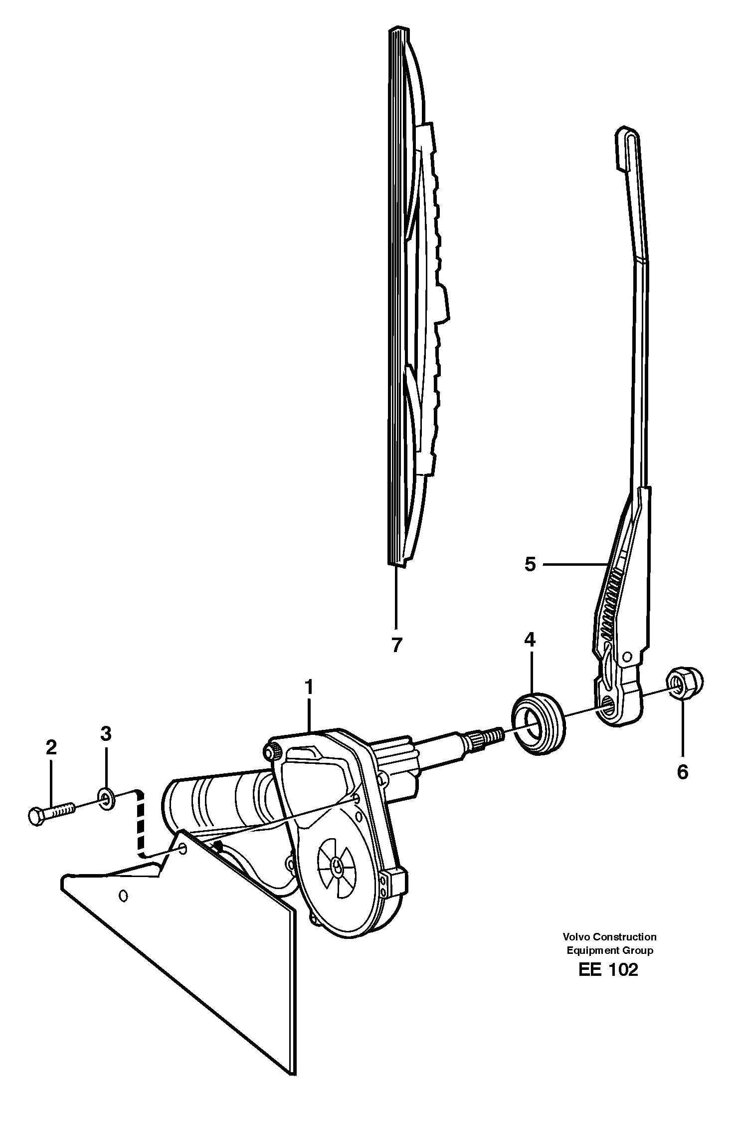 Схема запчастей Volvo L120D - 4606 Windshield wiper, rear L120D