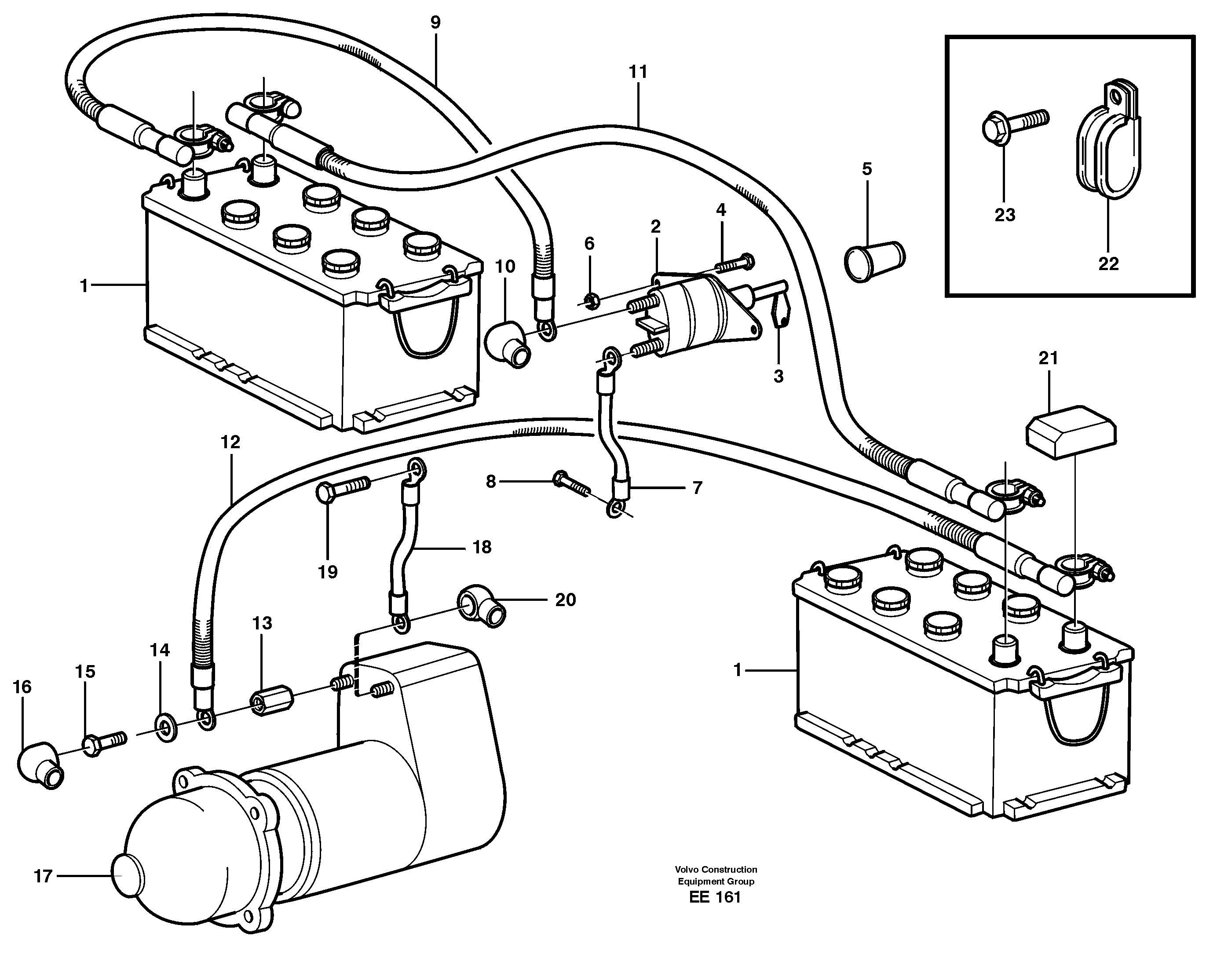 Схема запчастей Volvo L120D - 10851 Battery cable and main switch L120D