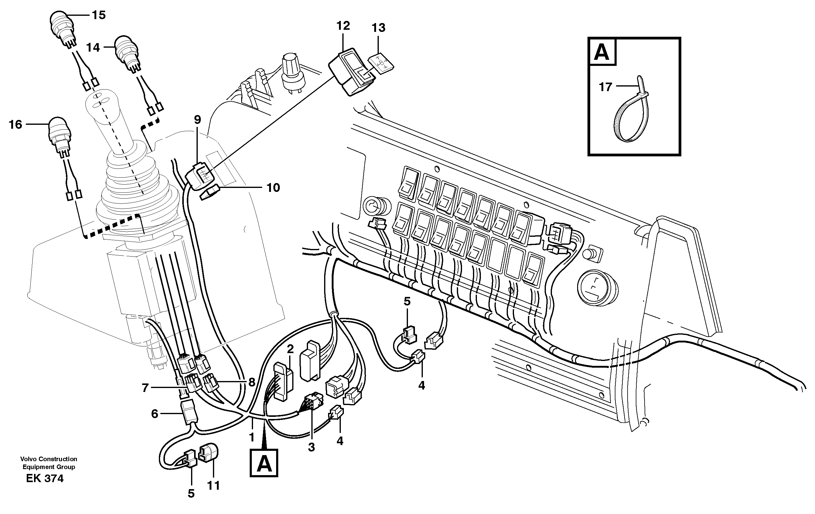 Схема запчастей Volvo L120D - 66065 Cable harnesses, single lever control L120D