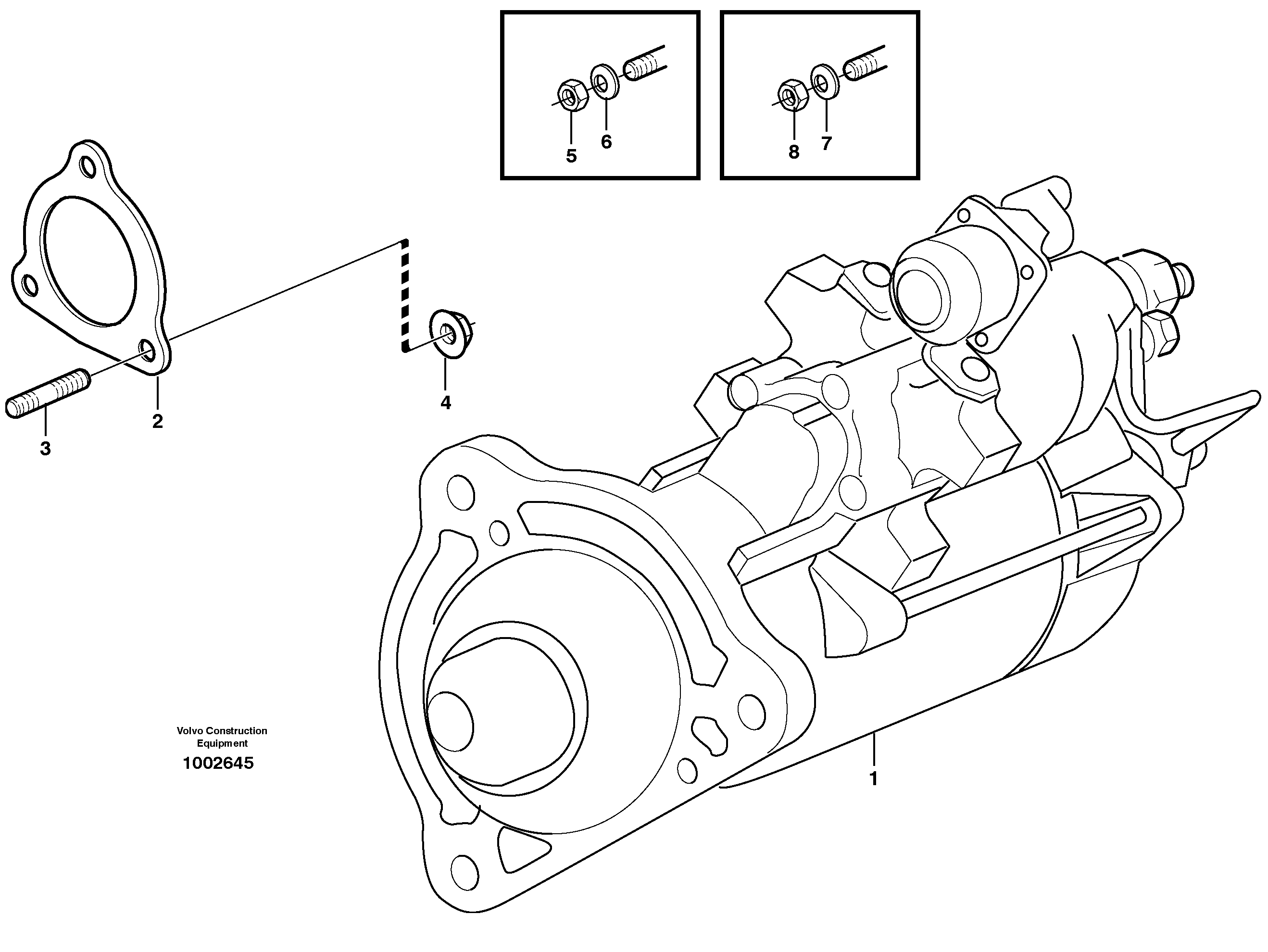 Схема запчастей Volvo L330E - 21615 Starter motor with assembling details L330E