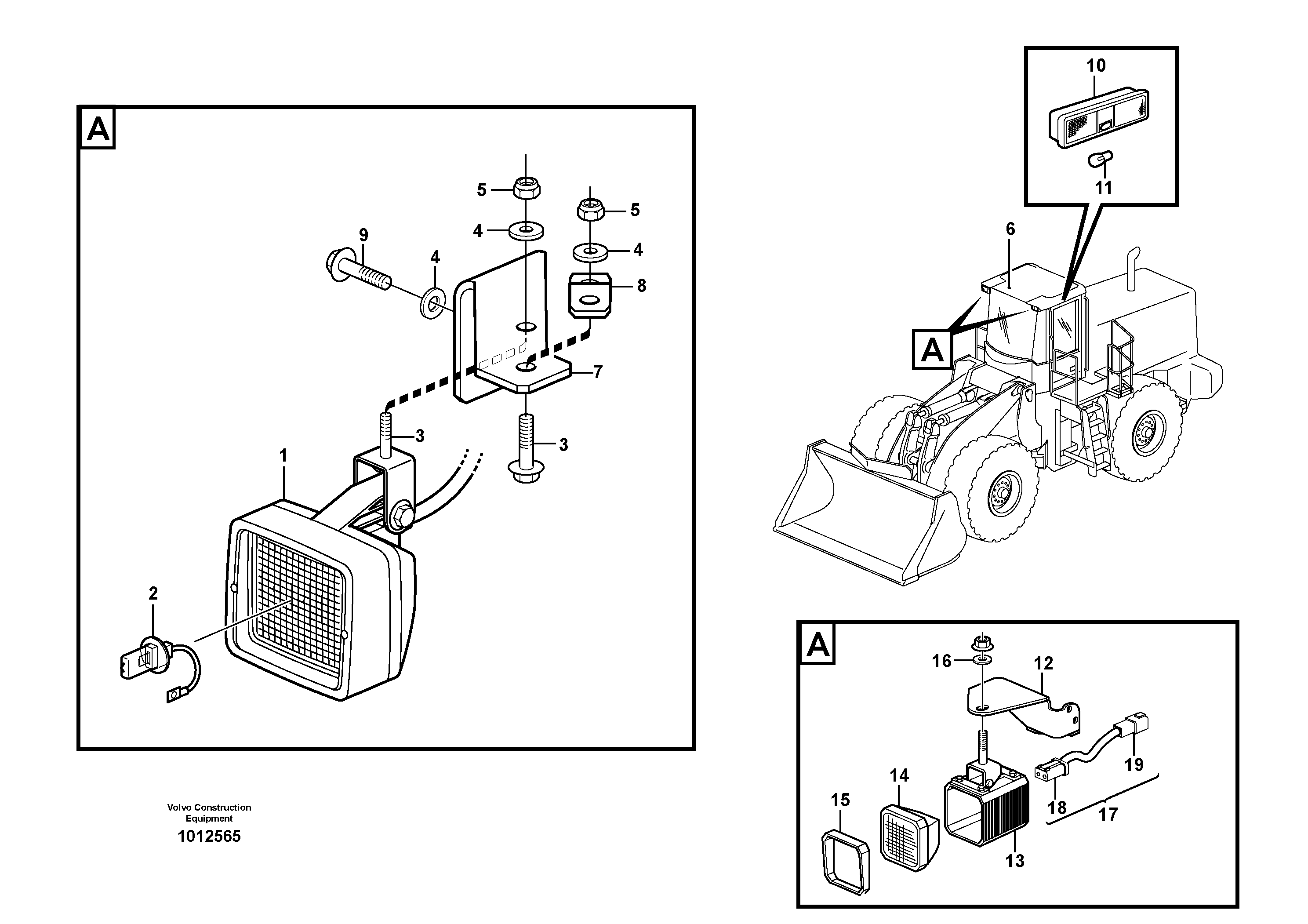 Схема запчастей Volvo L330E - 3668 Lighting, cab L330E