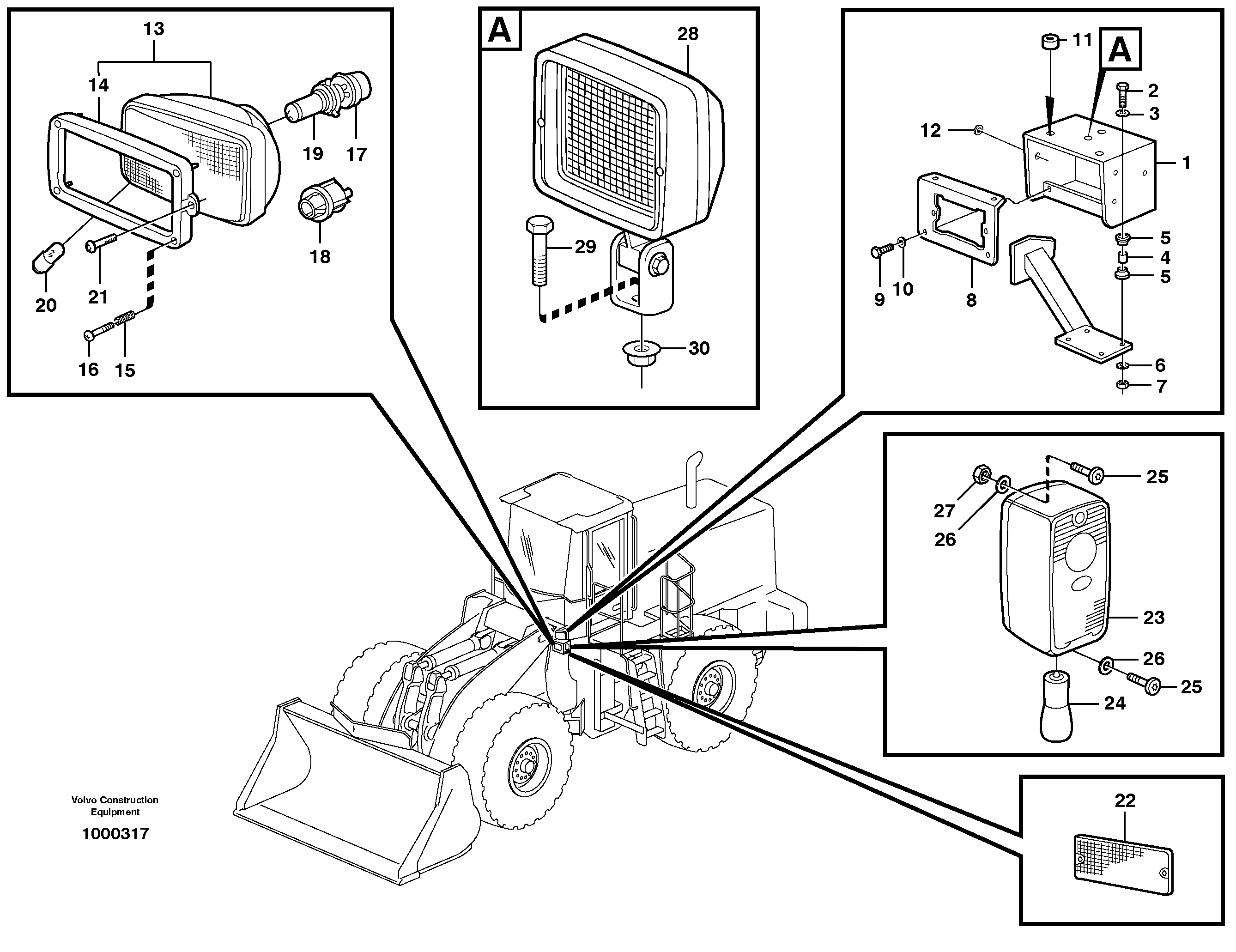 Схема запчастей Volvo L330E - 45099 Lighting, front L330E