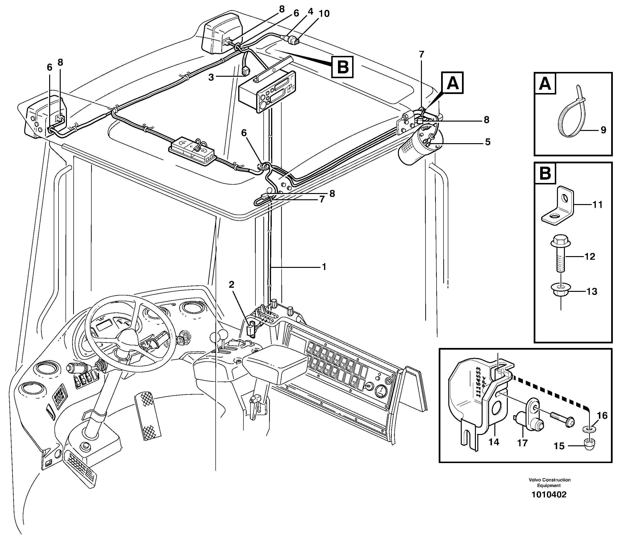 Схема запчастей Volvo L330E - 44041 Cable harness, ceiling L330E