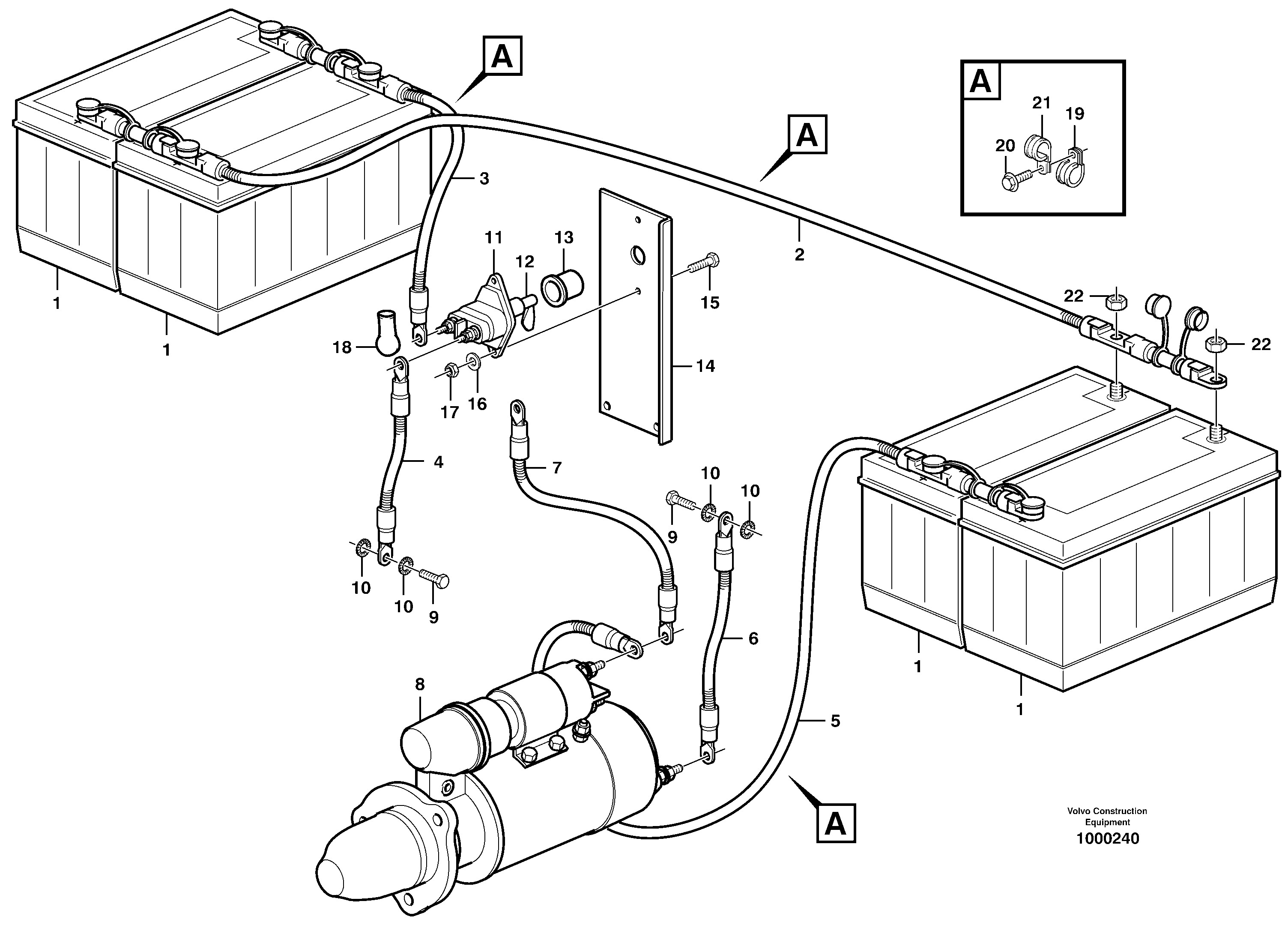 Схема запчастей Volvo L330E - 46194 Battery cable and main switch L330E