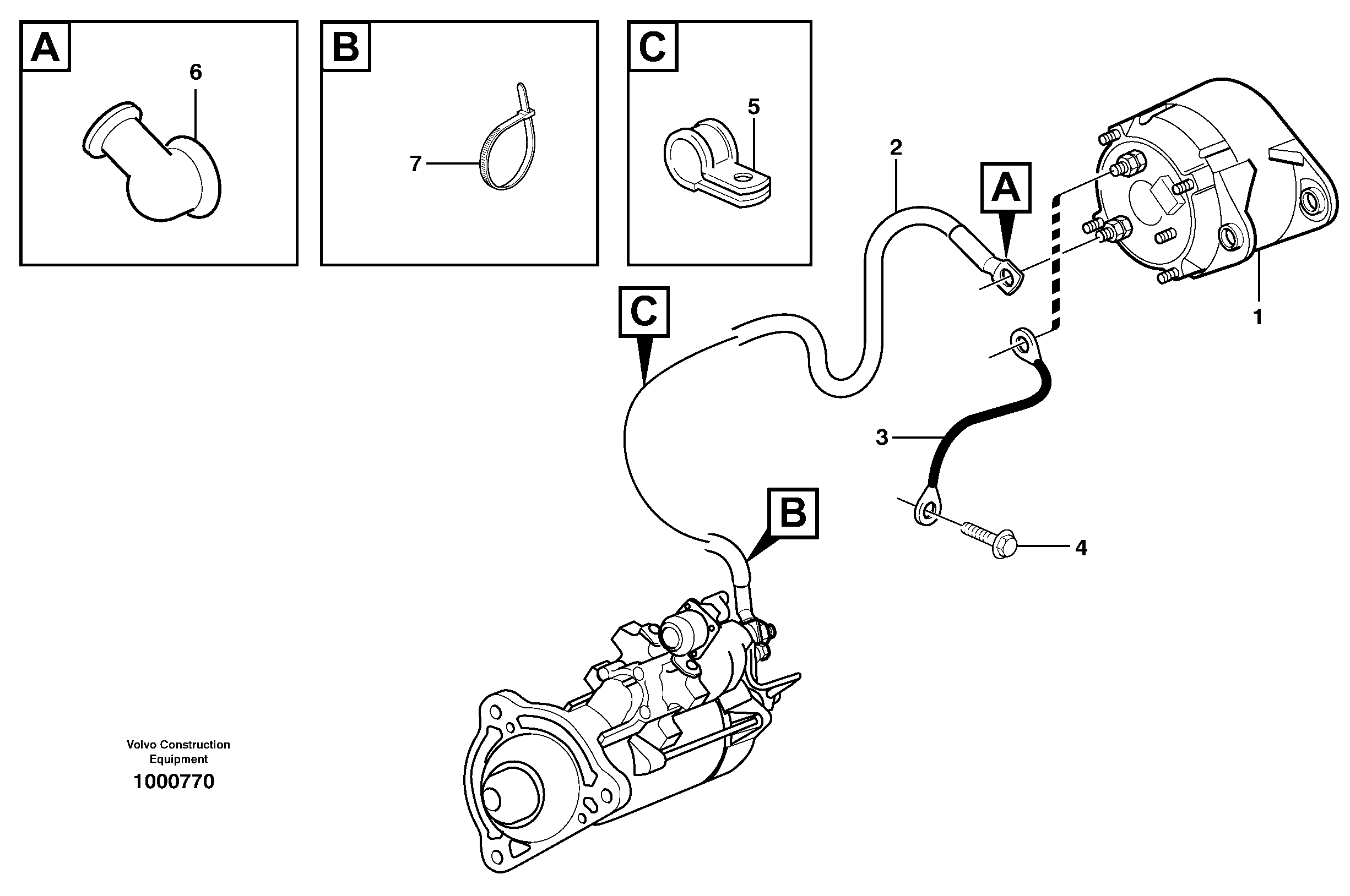 Схема запчастей Volvo L330E - 57164 Cable harness, alternator L330E