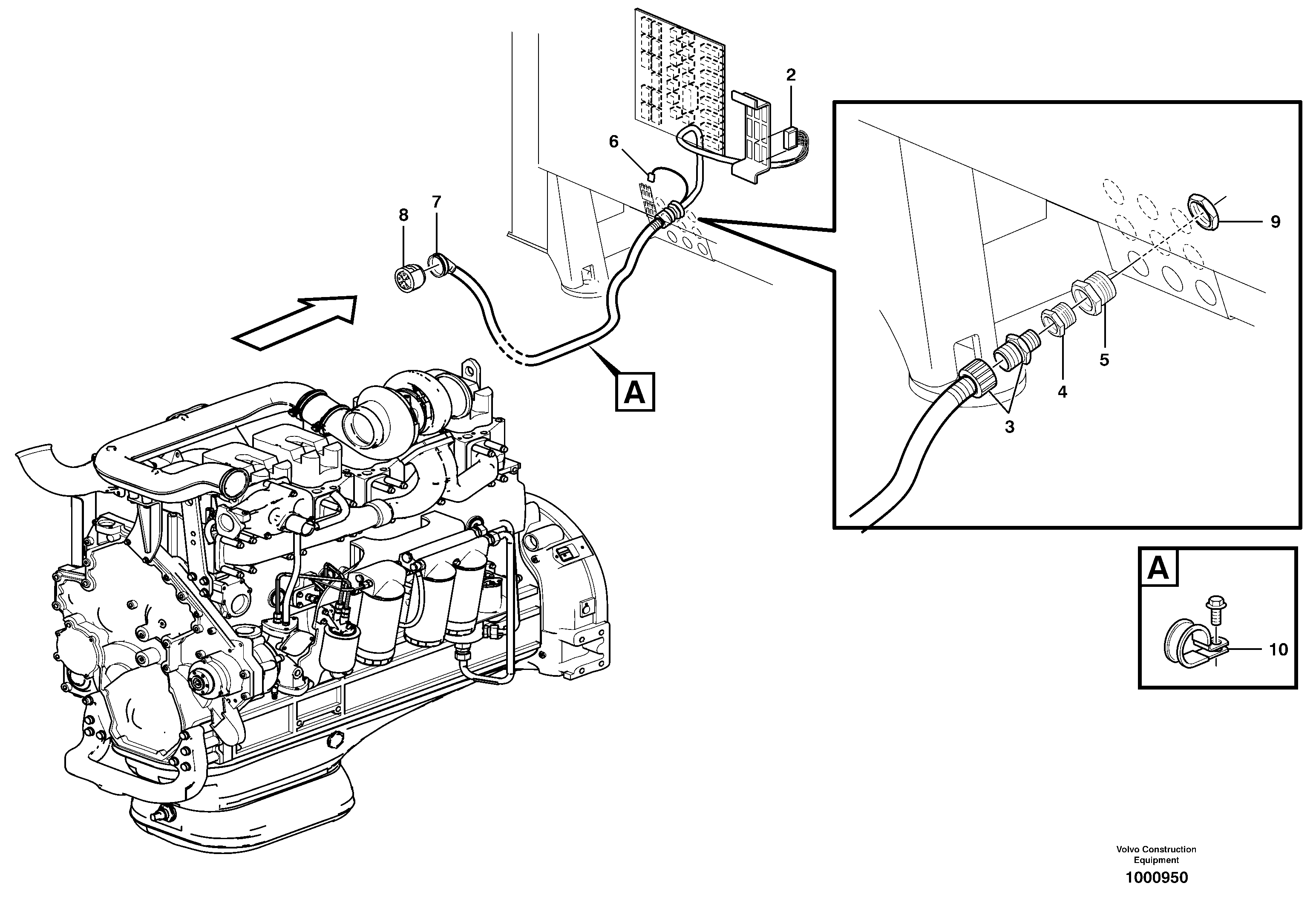 Схема запчастей Volvo L330E - 57165 Cable harness, electricaldistrib. unit - engine E-ECU L330E