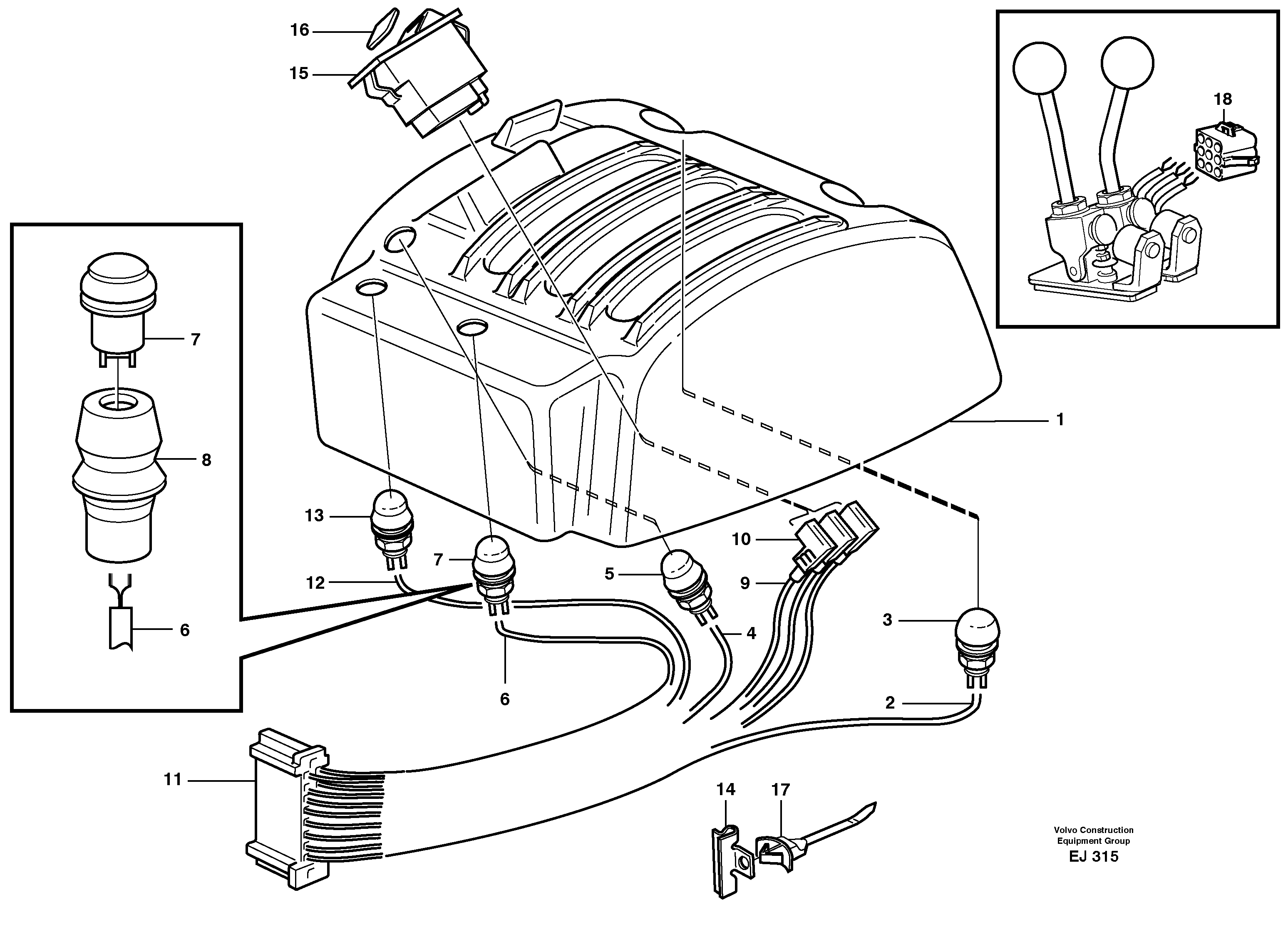 Схема запчастей Volvo L330E - 57169 Cable harnesses, servo valve L330E