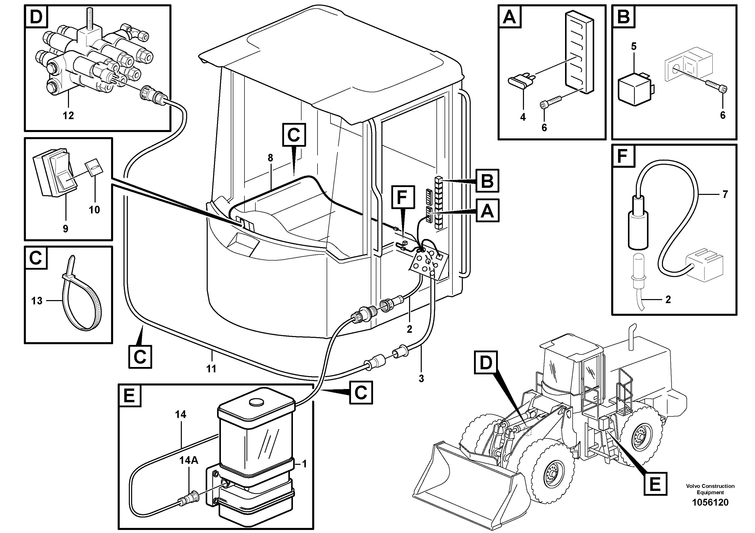 Схема запчастей Volvo L330E - 69130 Cable harness, central lubrication L330E