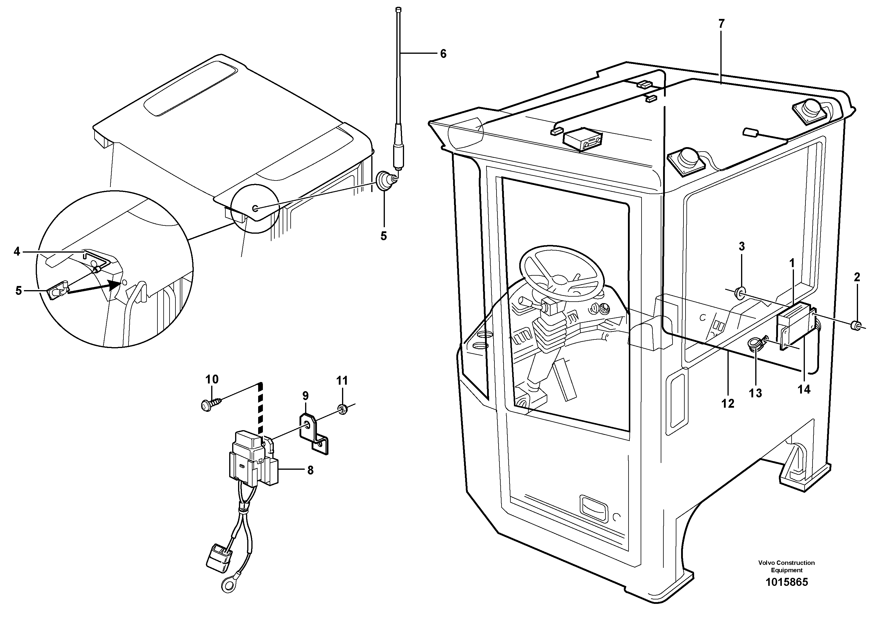 Схема запчастей Volvo L330E - 103748 Voltage converter and cable harness for radio L330E