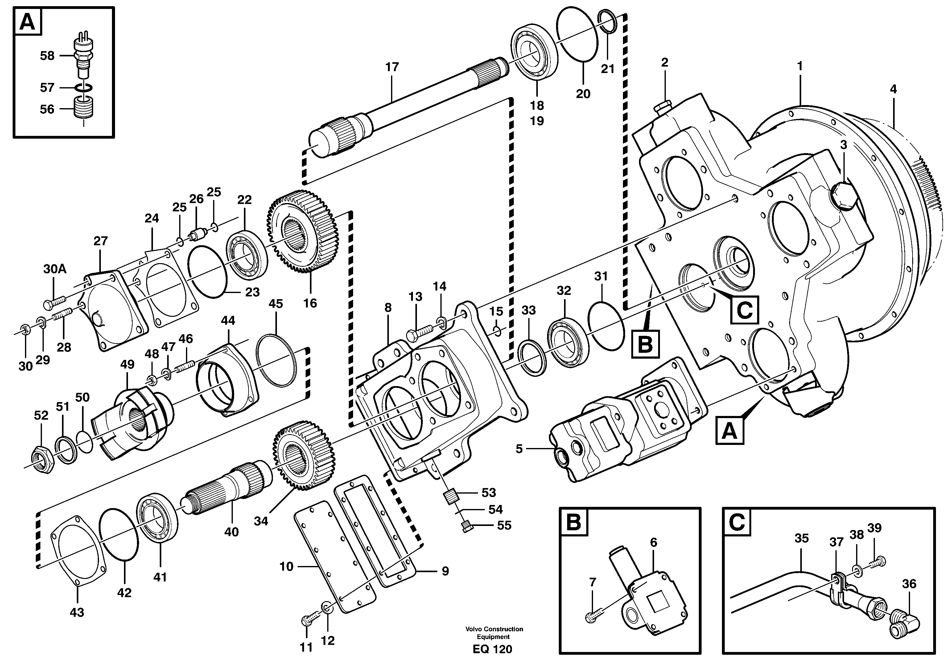 Схема запчастей Volvo L330E - 35014 Torque converter, Power take-off L330E