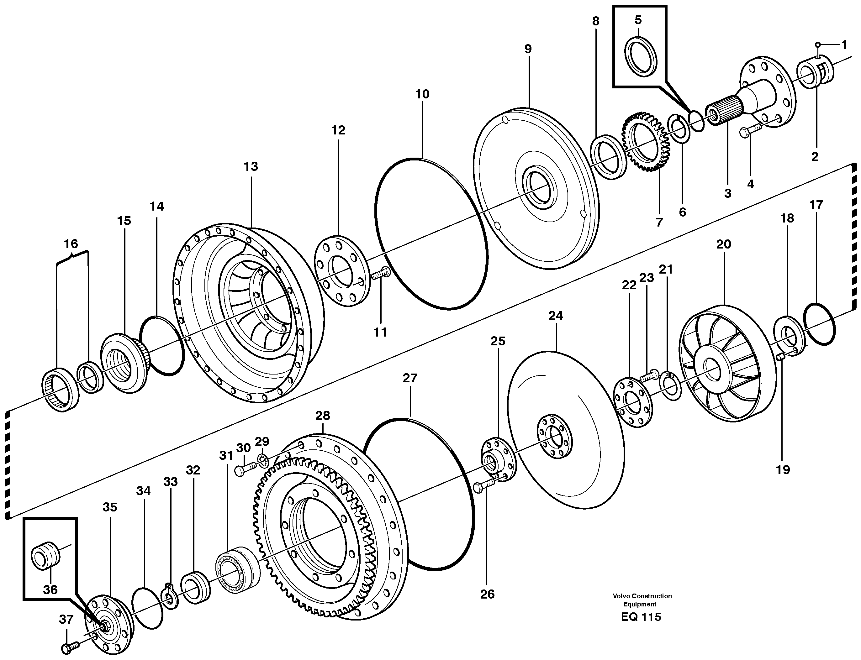 Схема запчастей Volvo L330E - 61764 Torque converter L330E