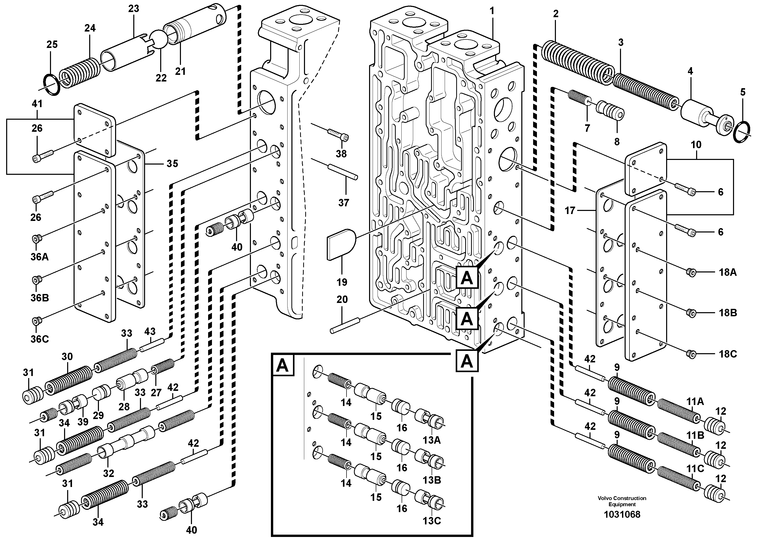 Схема запчастей Volvo L330E - 57188 Damping valve block L330E