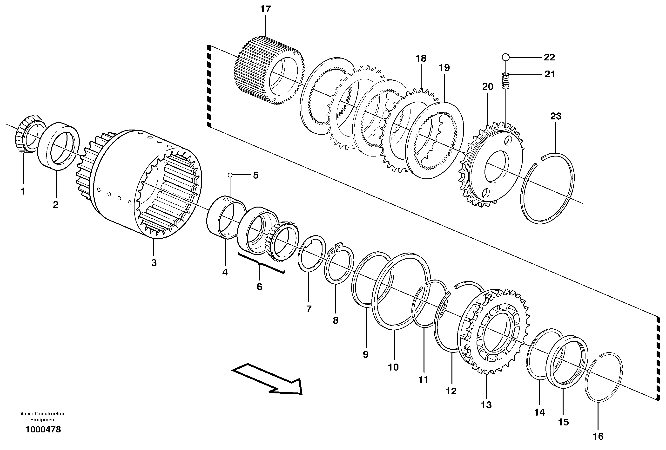 Схема запчастей Volvo L330E - 61766 Clutch drum, Forward & reverse L330E