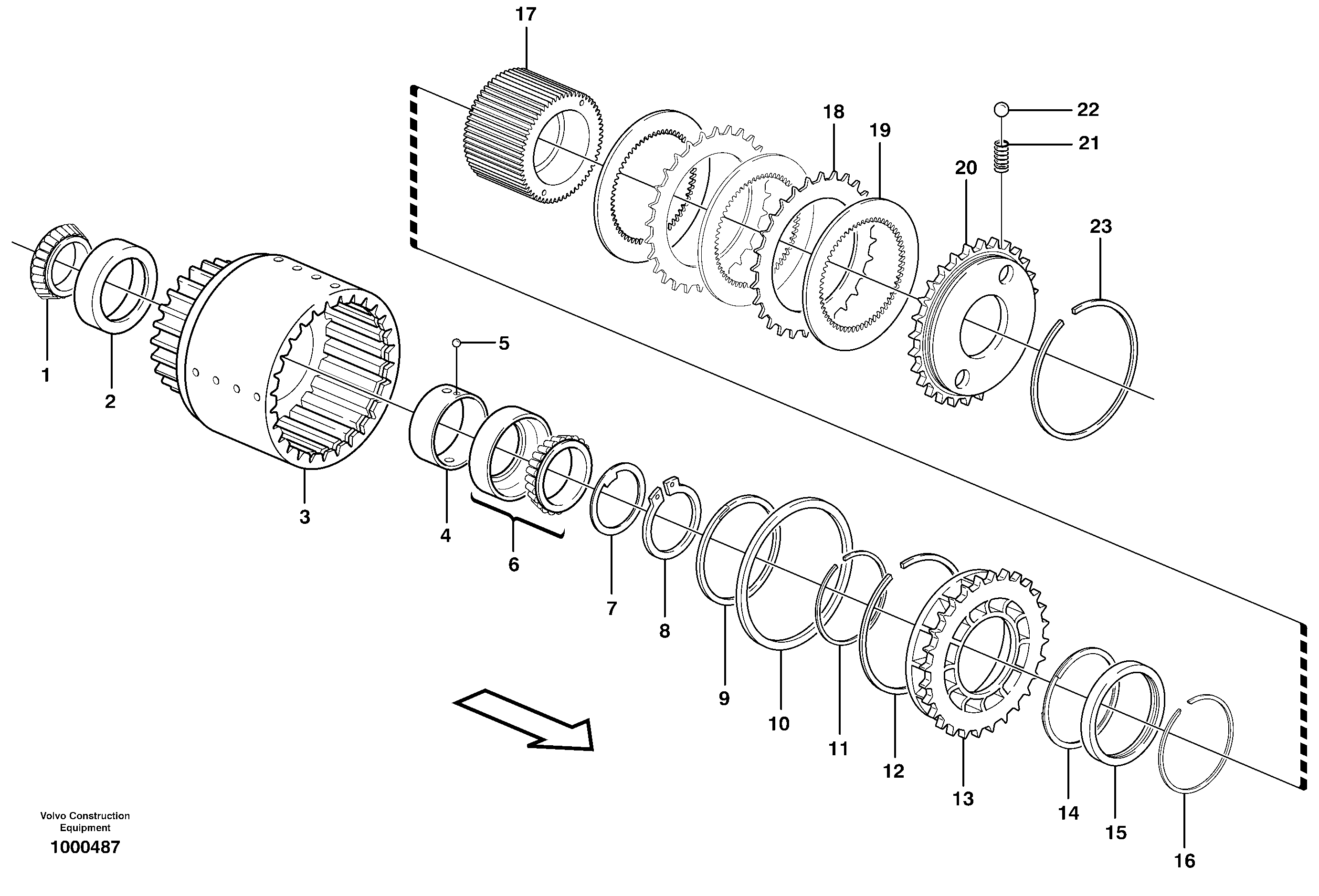 Схема запчастей Volvo L330E - 61768 Clutch drum, Third & fourth L330E