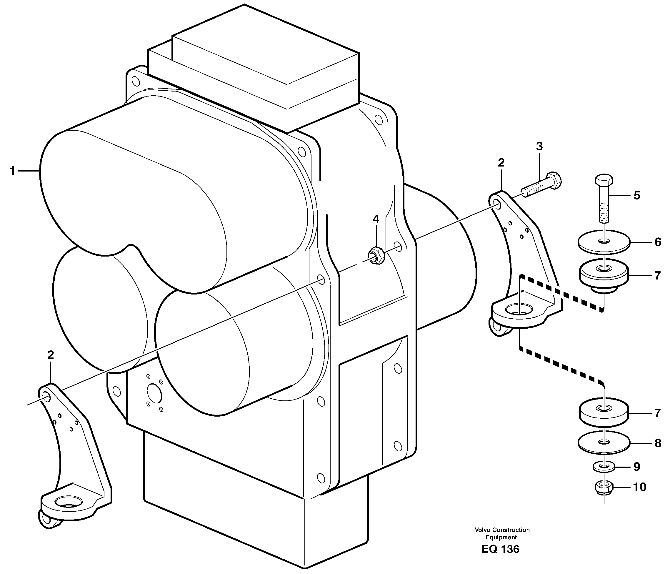 Схема запчастей Volvo L330E - 18688 Gear box housing with fitting parts L330E