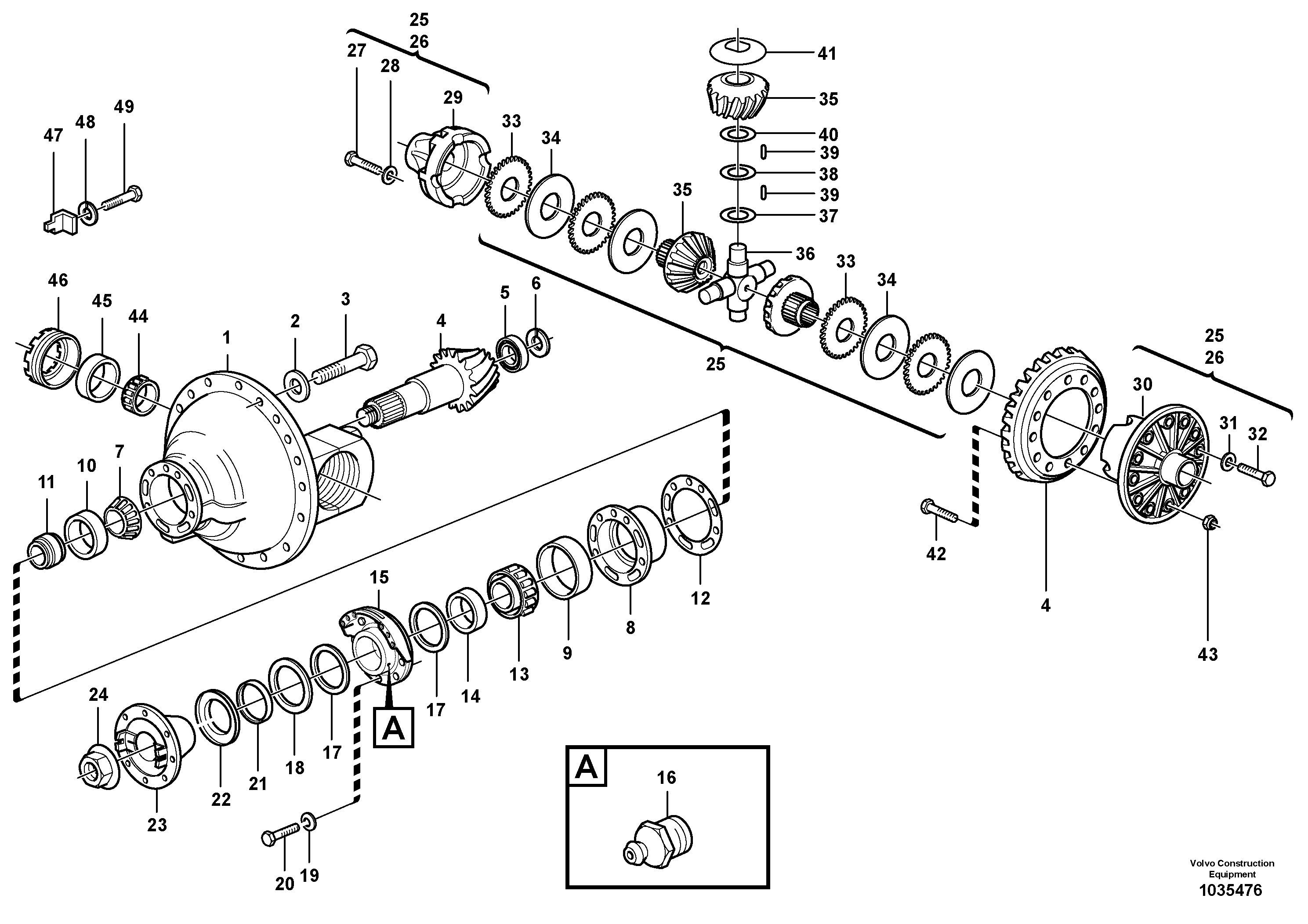 Схема запчастей Volvo L330E - 77844 Differential carrier, forward L330E