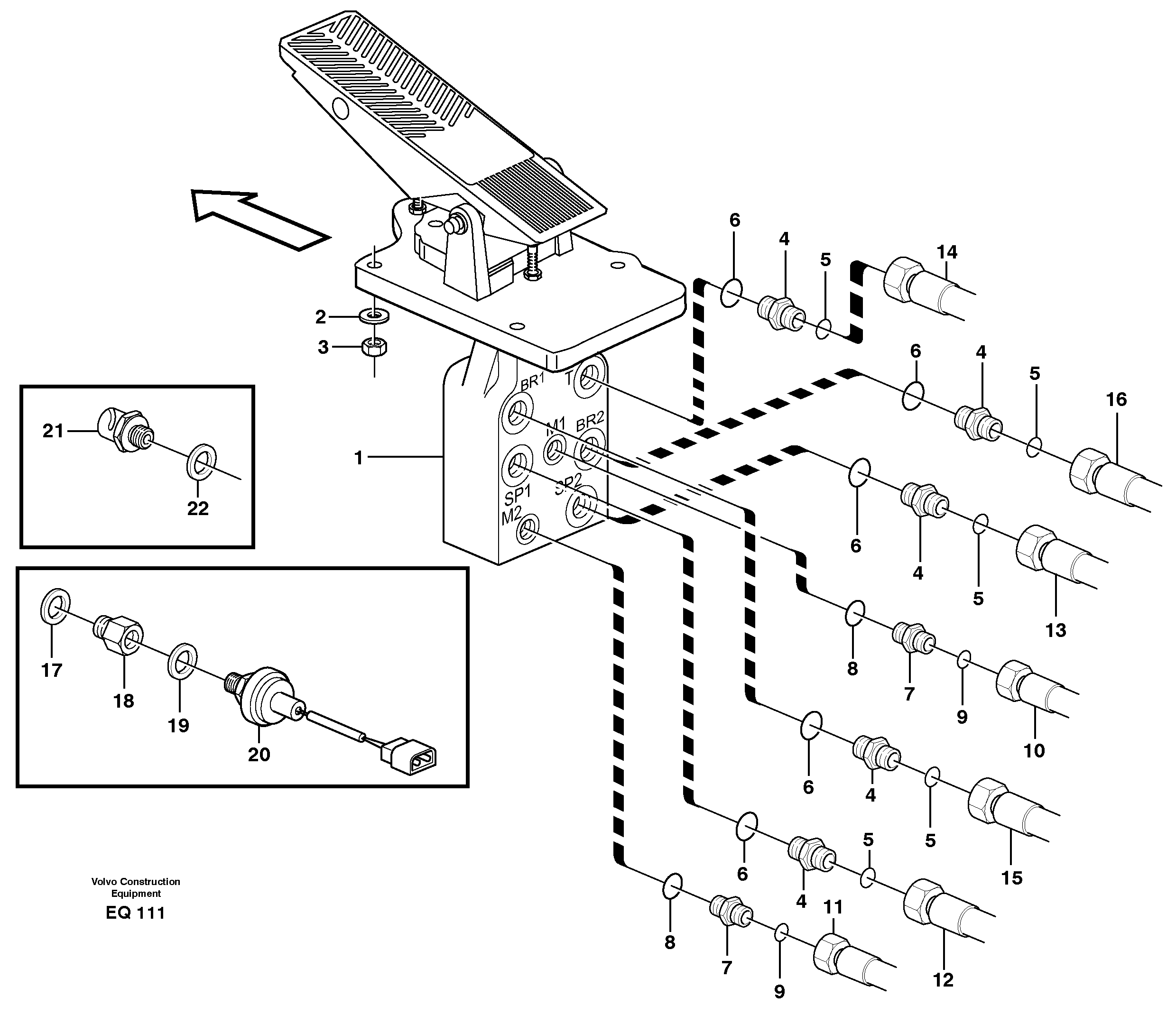 Схема запчастей Volvo L330E - 46104 Footbrake valve, mounting L330E