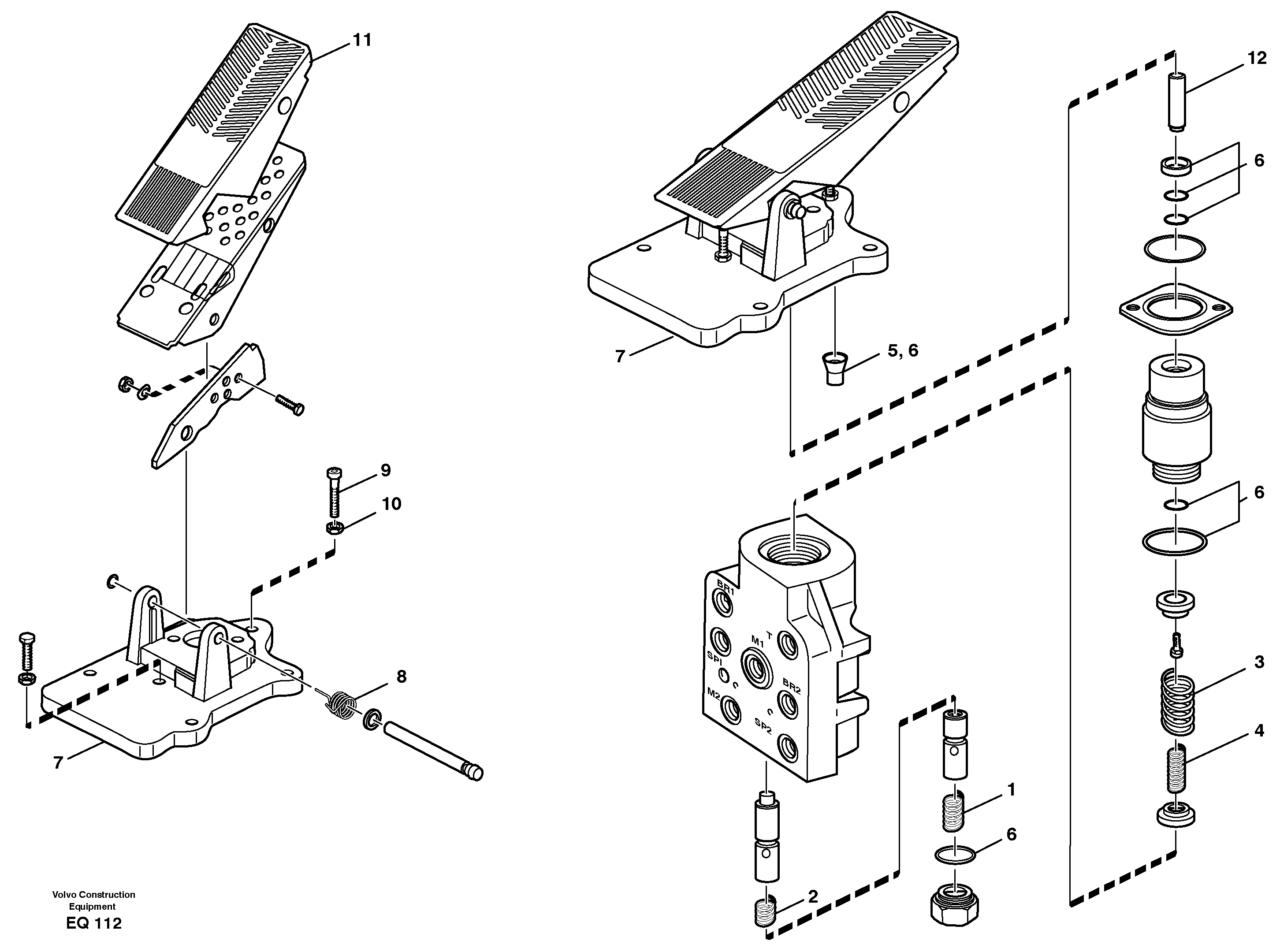 Схема запчастей Volvo L330E - 63492 Footbrake valve L330E