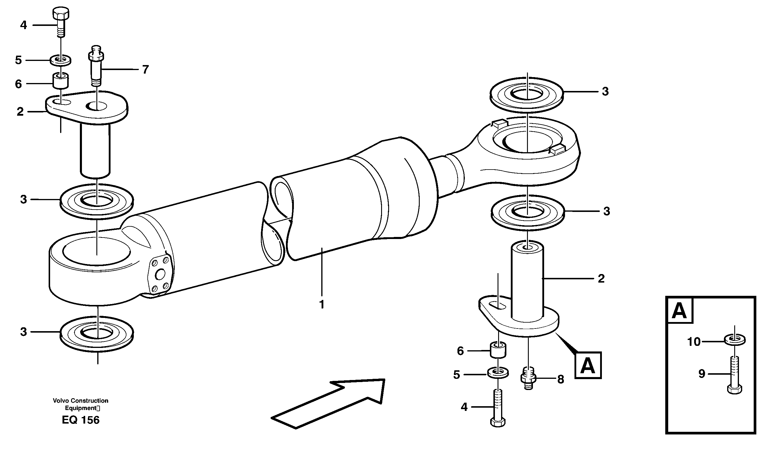 Схема запчастей Volvo L330E - 57189 Hydraulic cylinder with fitting parts L330E