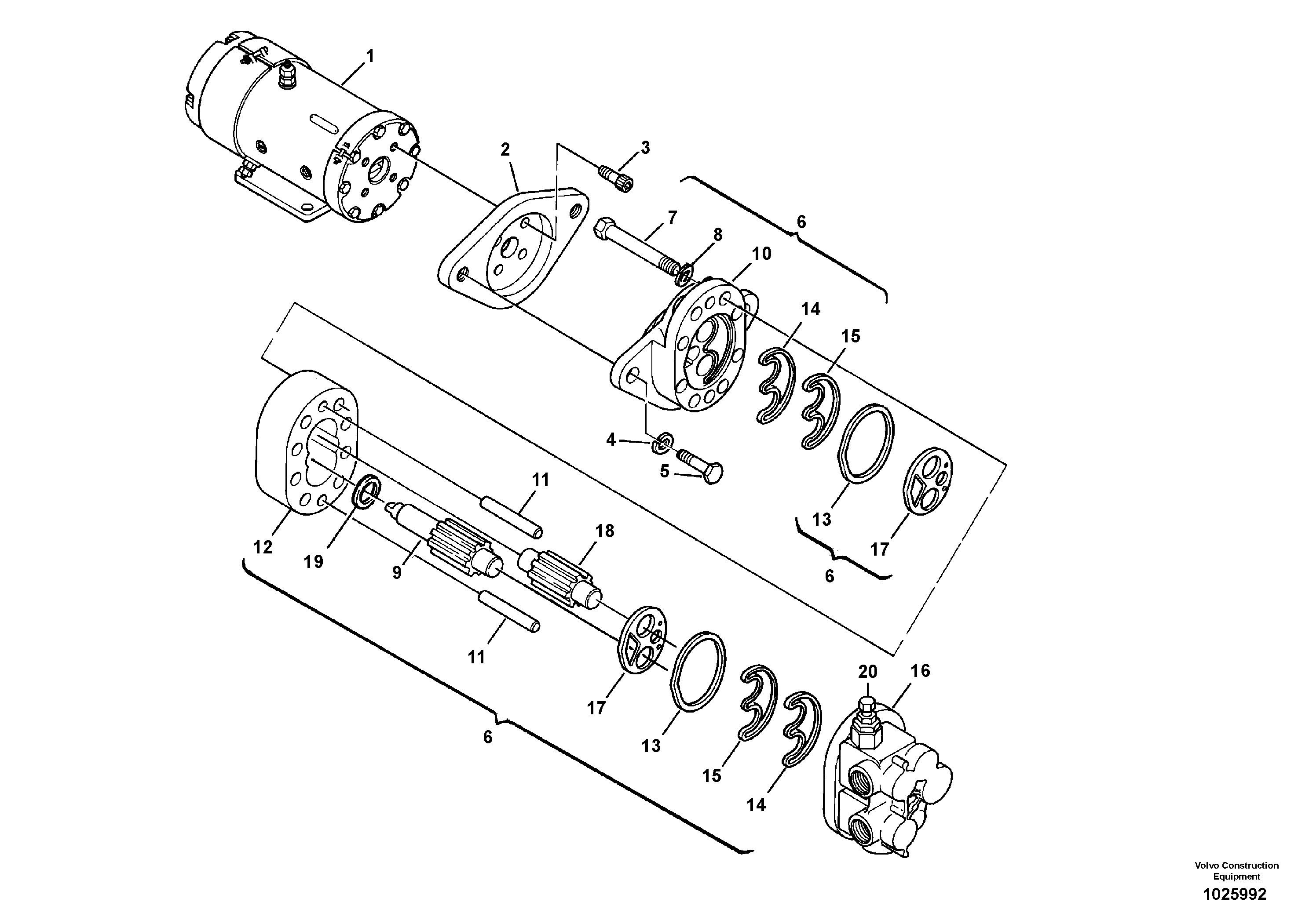 Схема запчастей Volvo L330E - 57303 Гидронасос рулевой L330E