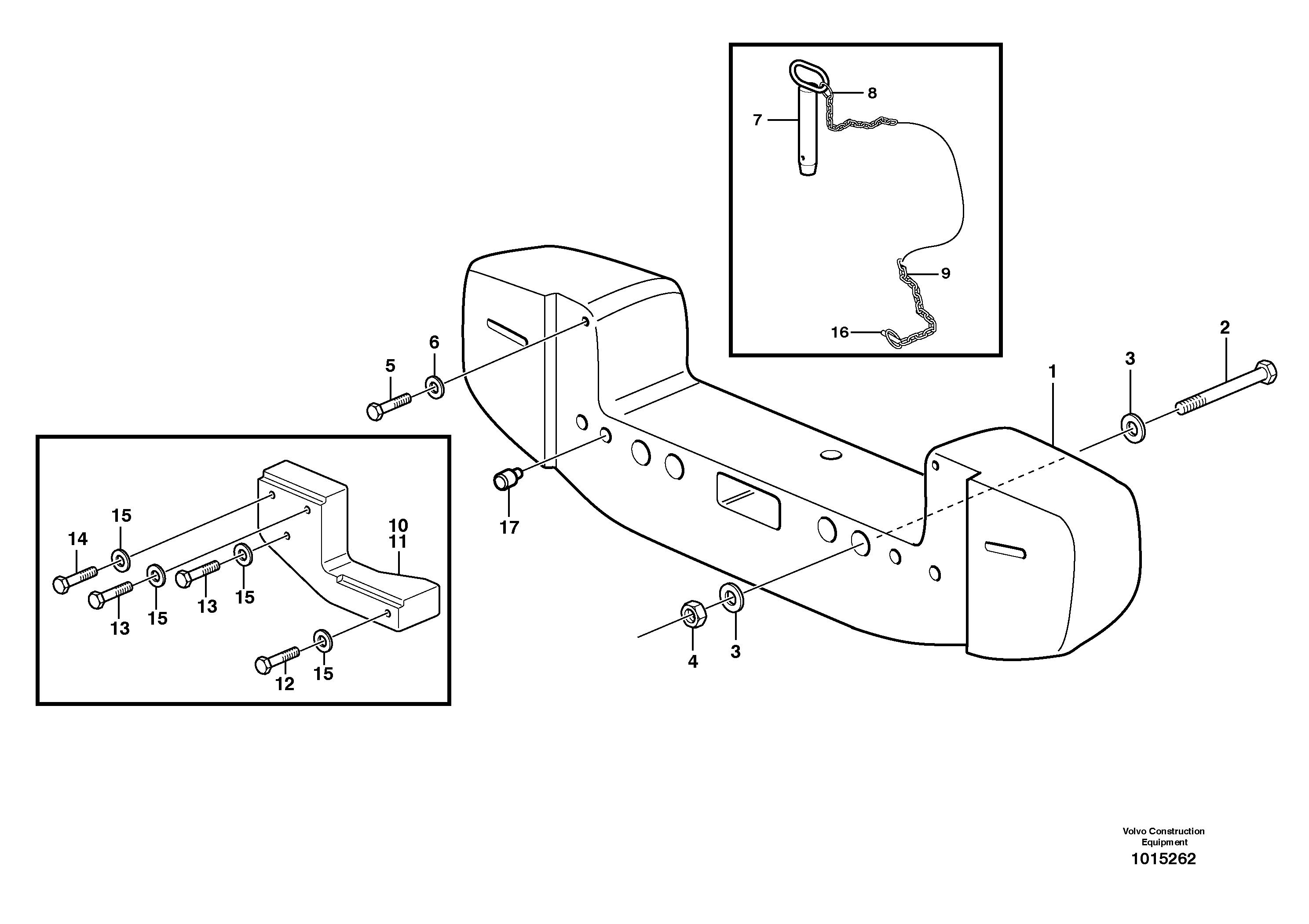 Схема запчастей Volvo L330E - 66359 Rear hitch and counterweight L330E