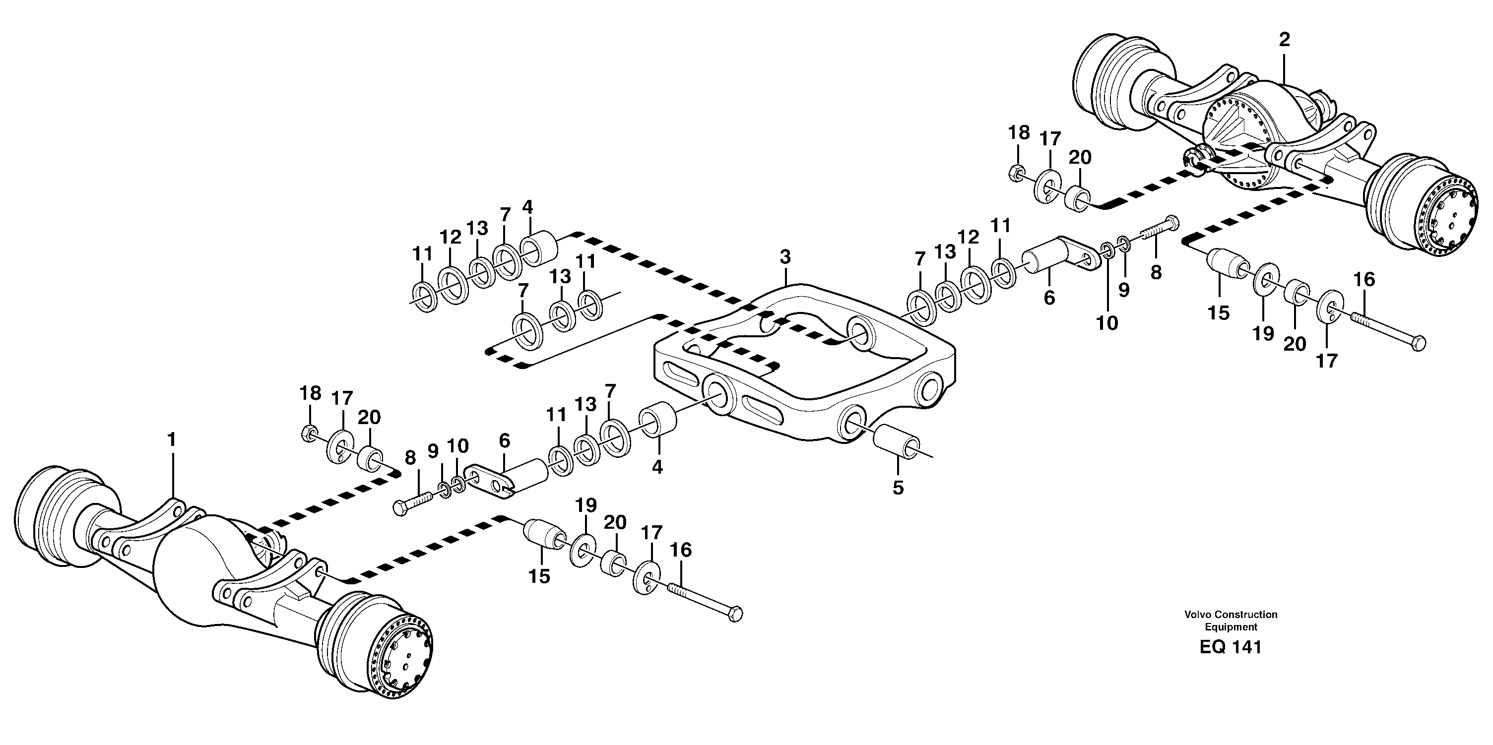 Схема запчастей Volvo L330E - 38586 Axle suspension L330E