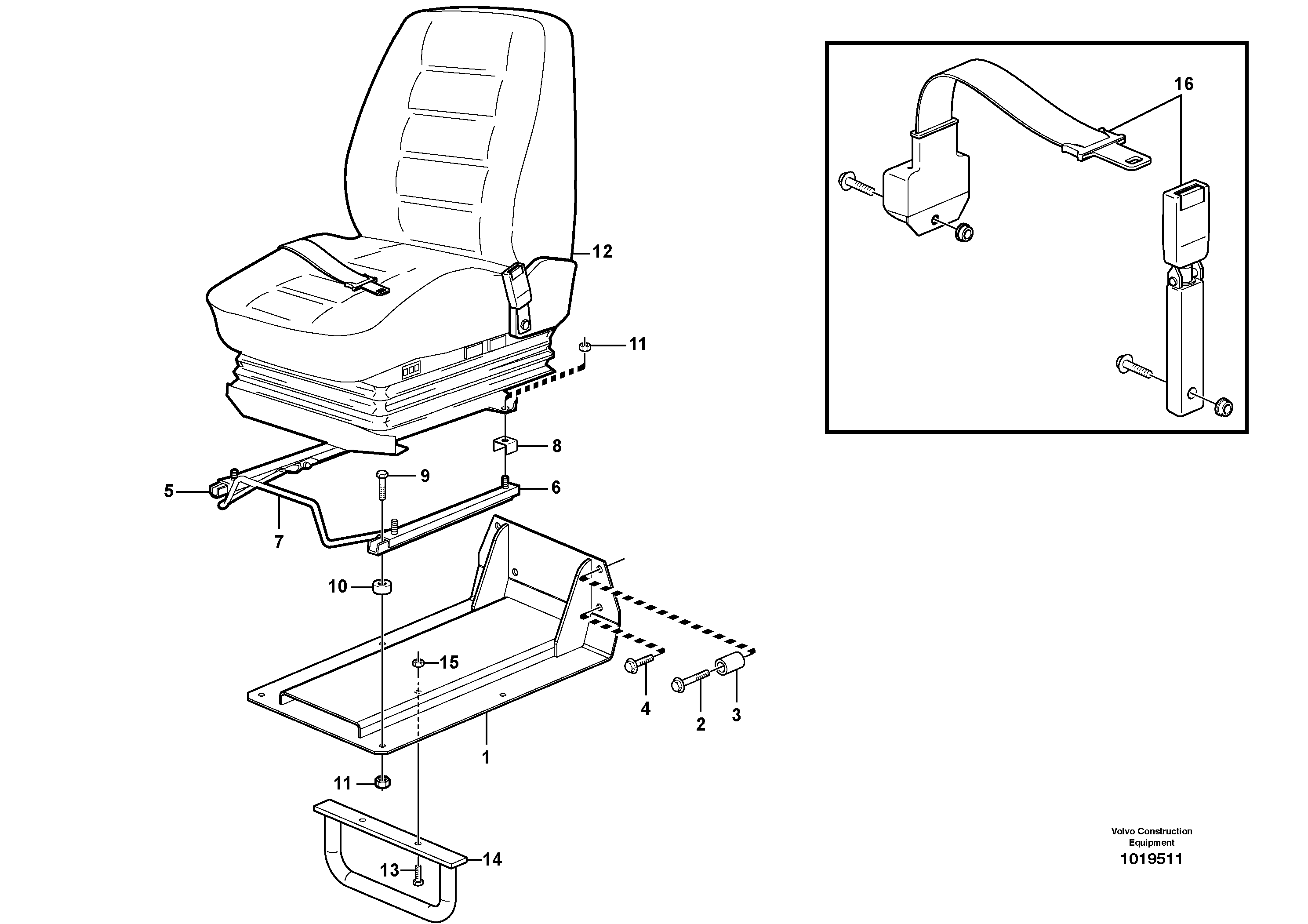 Схема запчастей Volvo L330E - 82049 Operator seat with fitting parts L330E