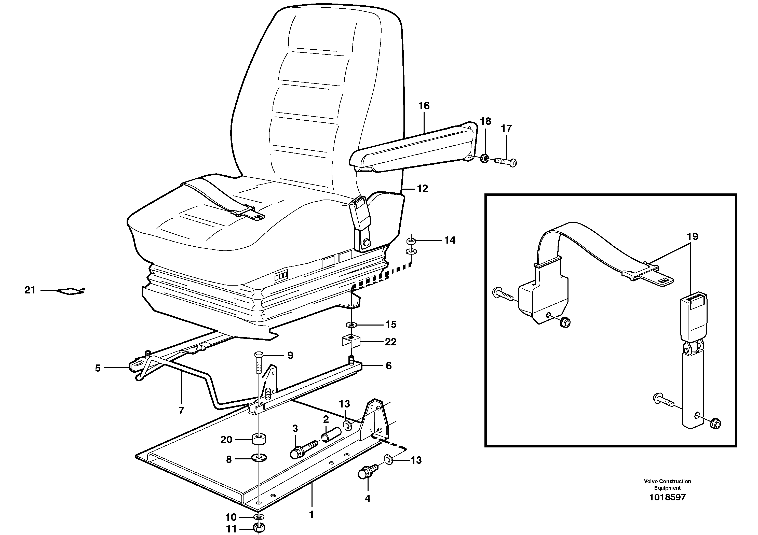 Схема запчастей Volvo L330E - 88291 Operator seat with fitting parts L330E