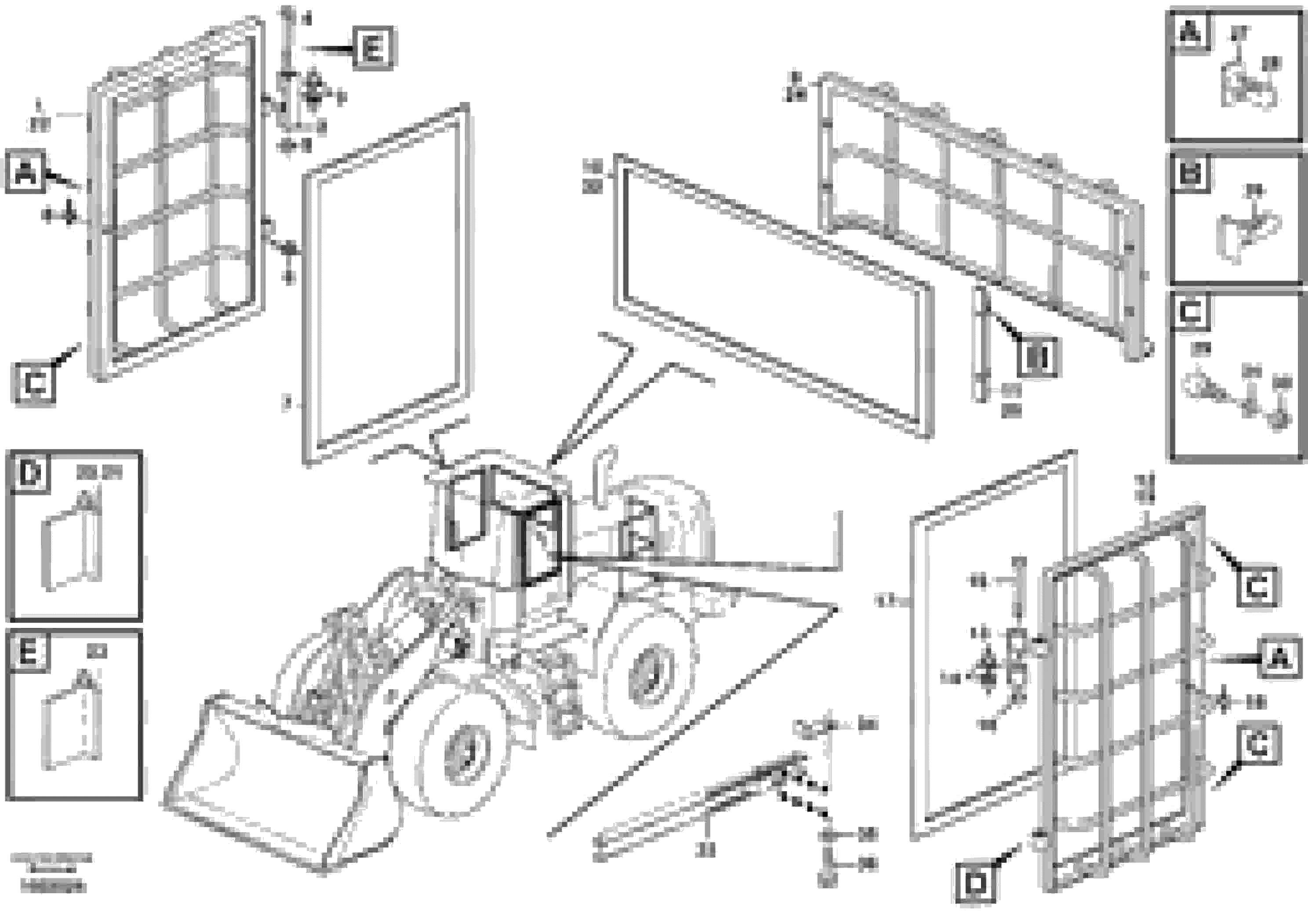 Схема запчастей Volvo L330E - 93541 Window guards, side and rear windows L330E