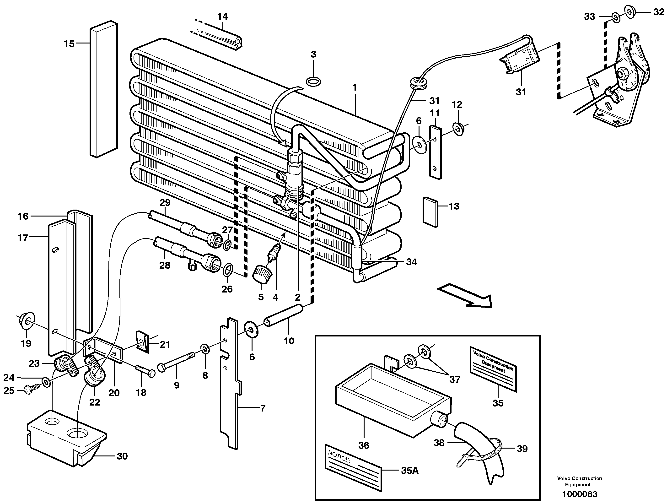 Схема запчастей Volvo L330E - 57805 Evaporator, assembly L330E