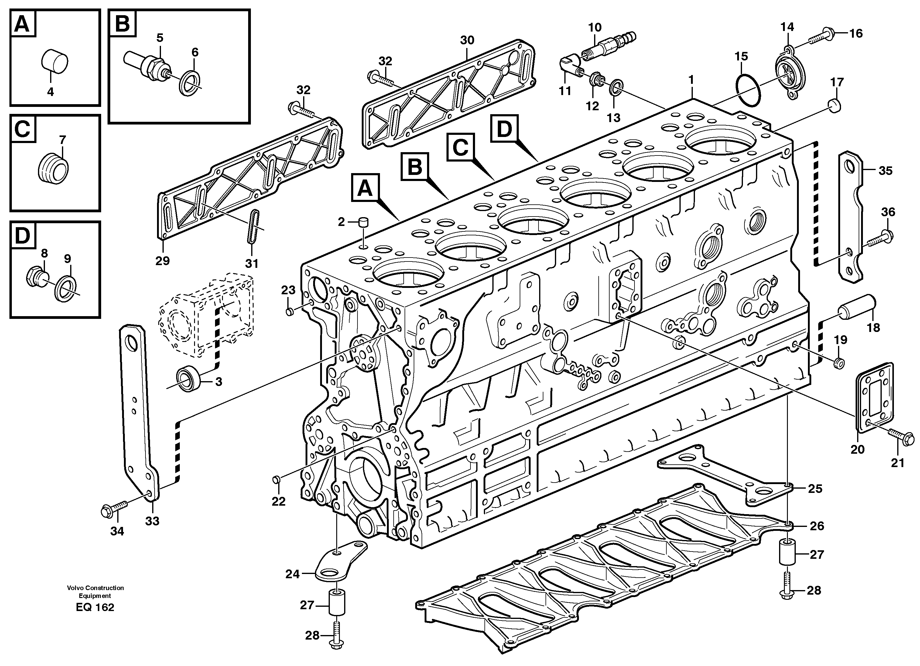 Схема запчастей Volvo L330E - 100993 Блок цилиндров L330E