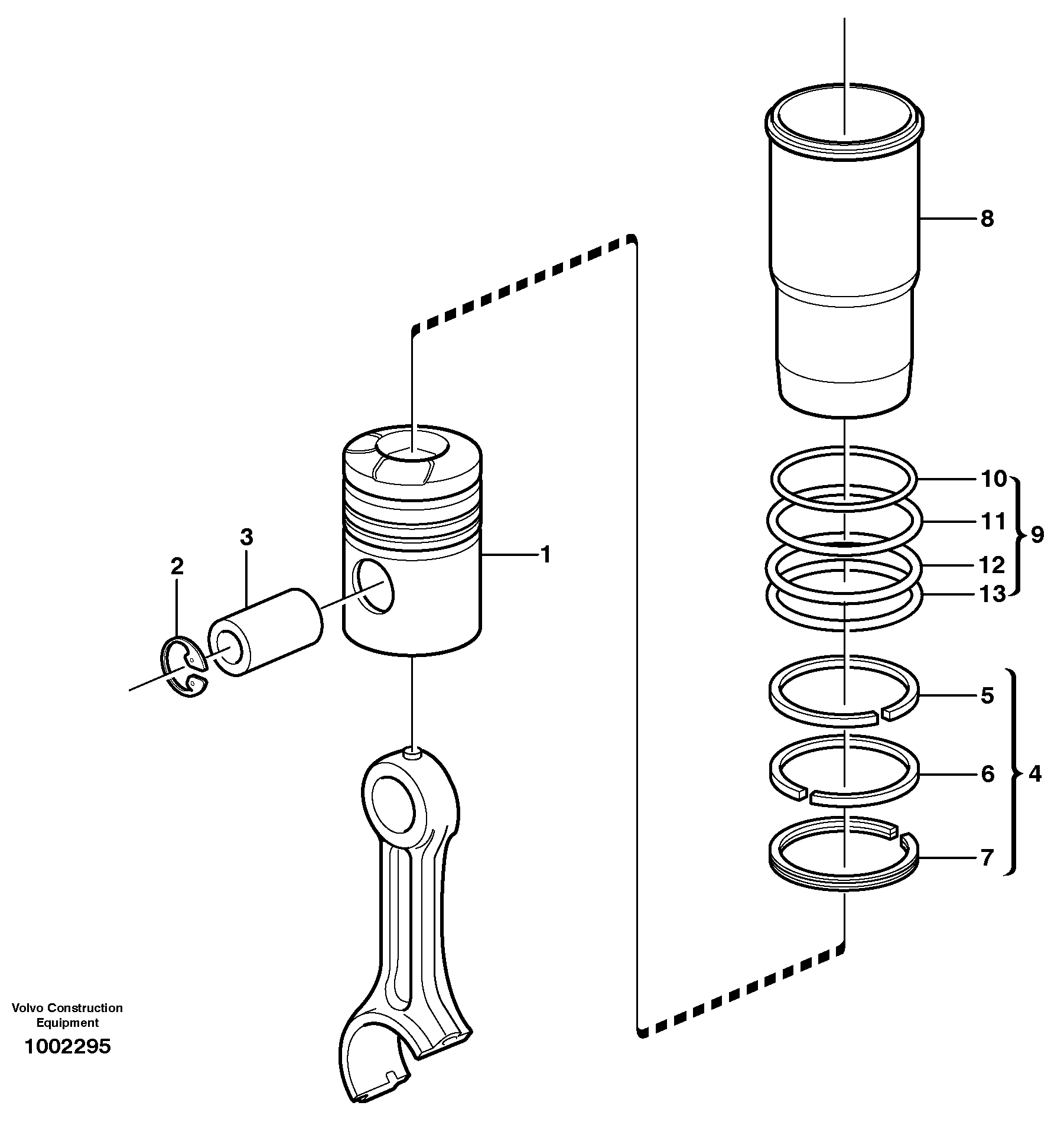 Схема запчастей Volvo L330E - 20851 Cylinder liner and piston L330E