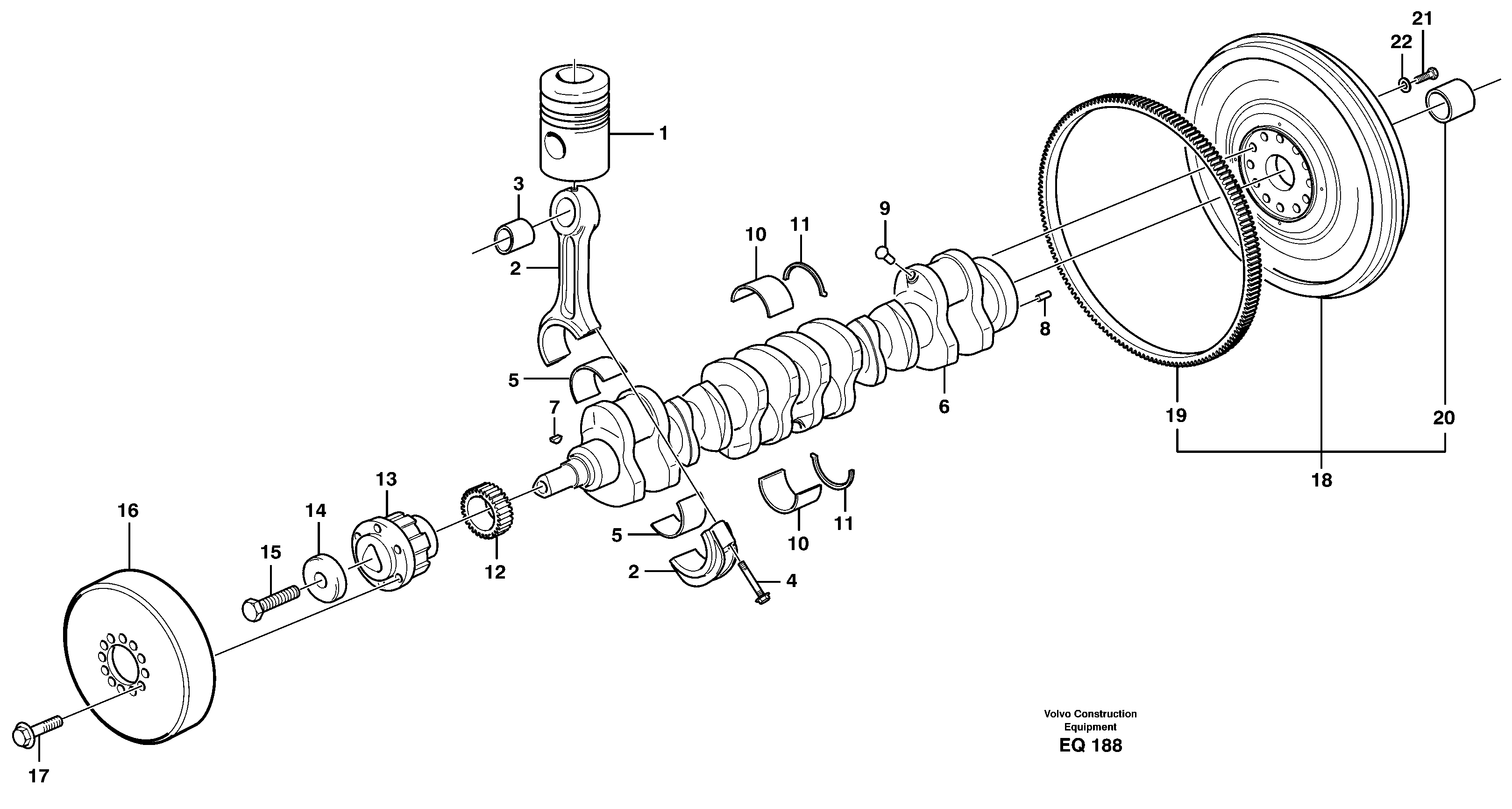 Схема запчастей Volvo L330E - 39129 Crankshaft and related parts L330E