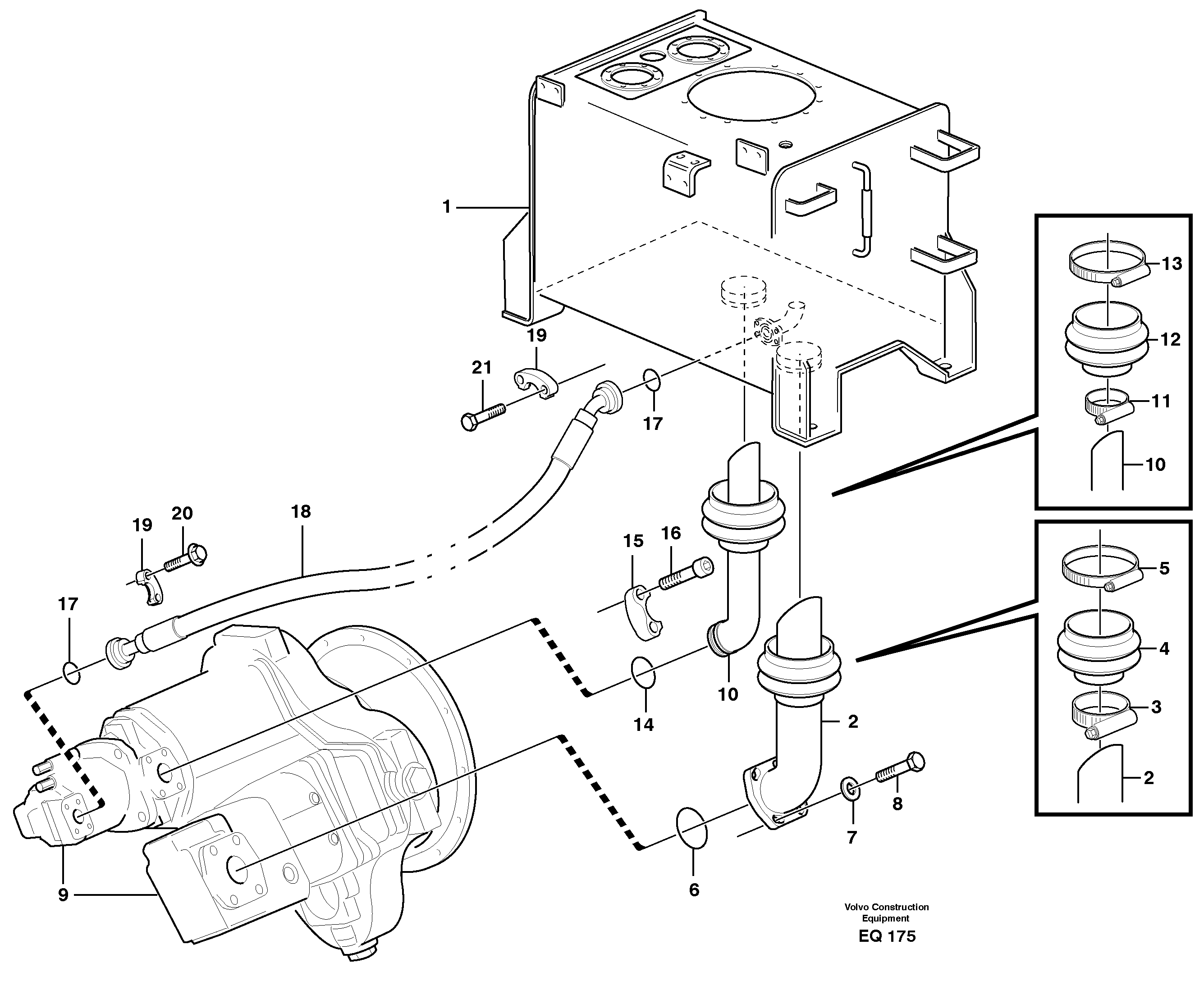 Схема запчастей Volvo L330E - 36975 Suction line tank - pump L330E