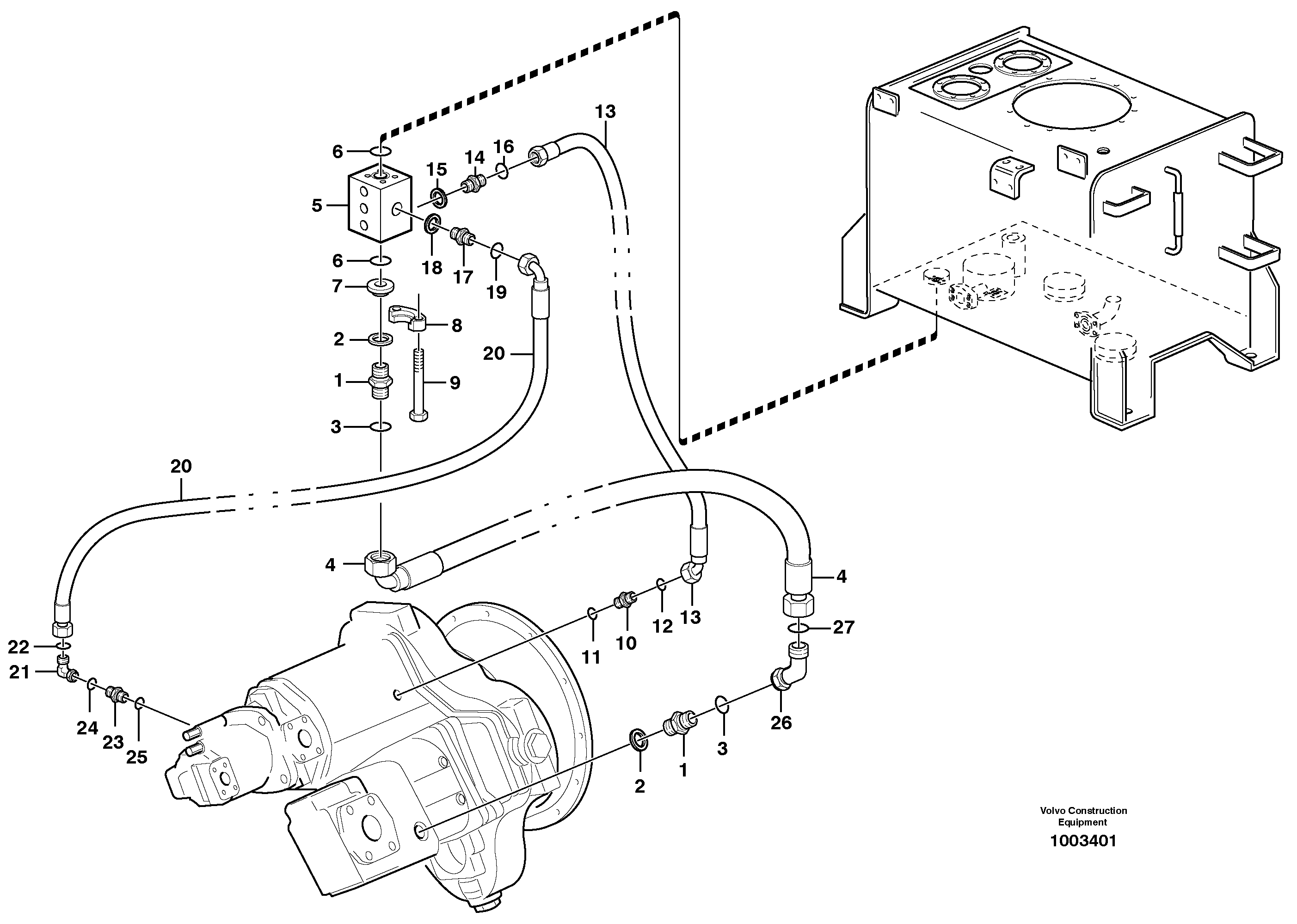 Схема запчастей Volvo L330E - 48327 Oil-bleed line, pump L330E