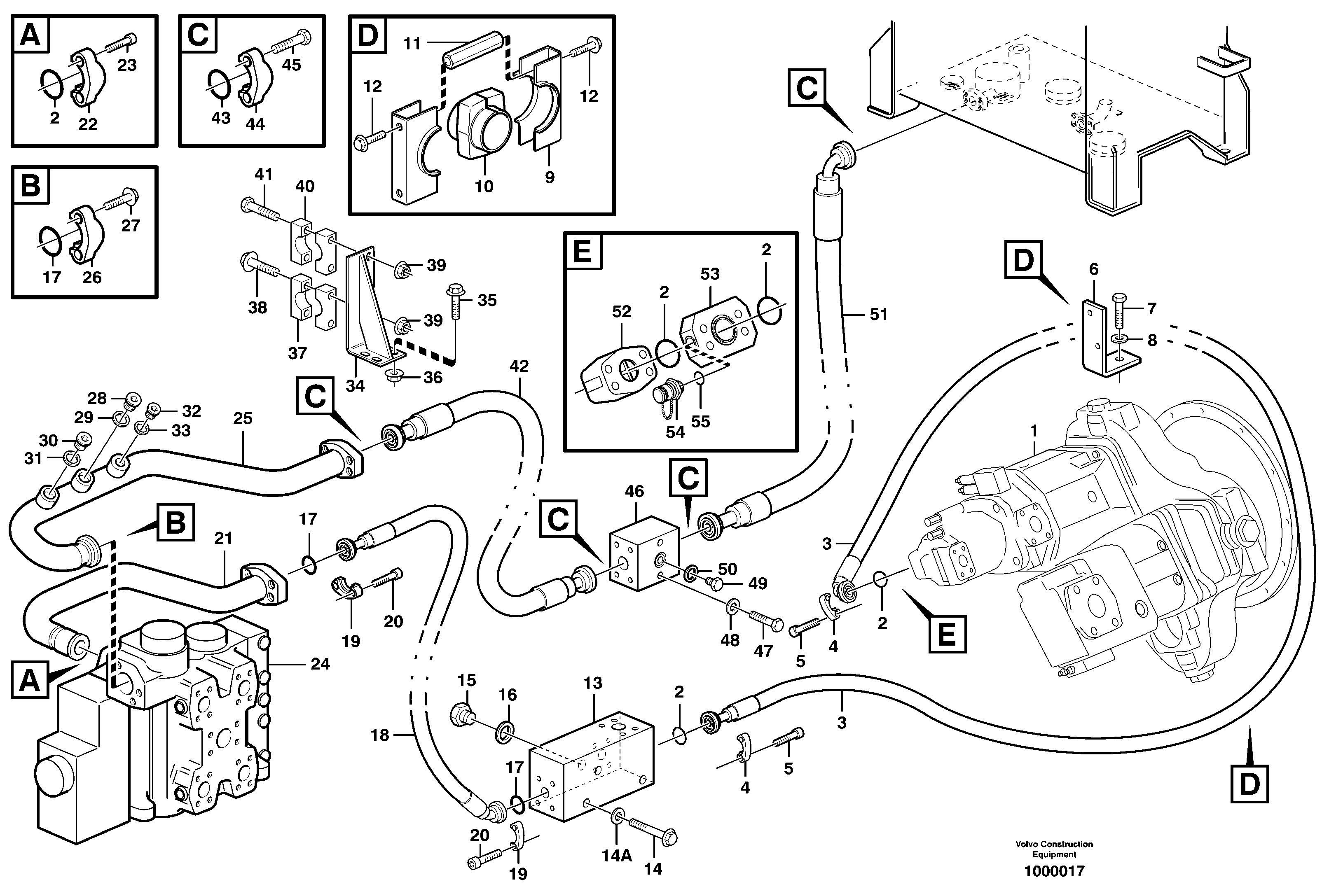 Схема запчастей Volvo L330E - 76293 Feed- and return lines - control valve L330E