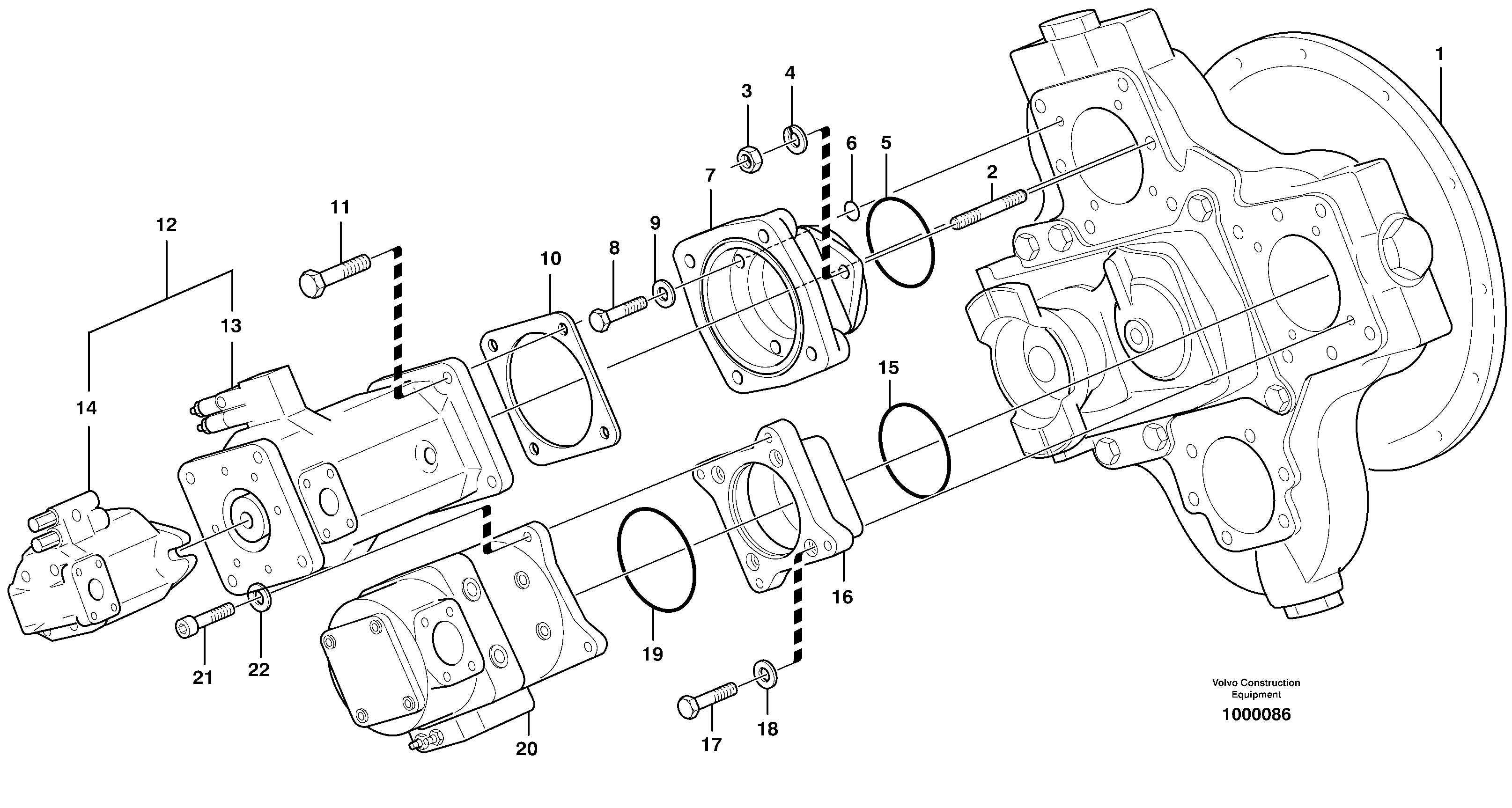 Схема запчастей Volvo L330E - 14314 Hydraulic pump with fitting parts L330E