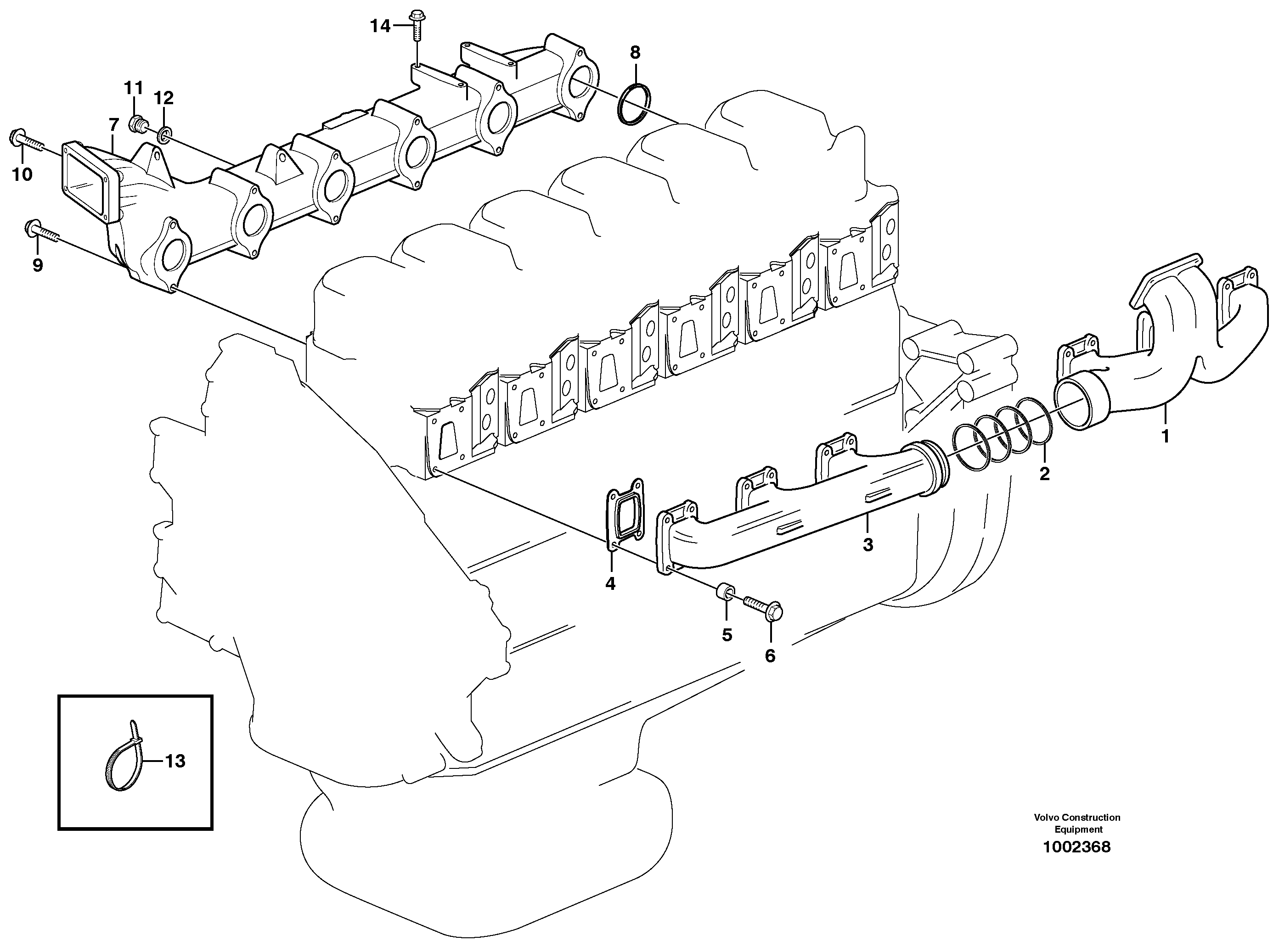 Схема запчастей Volvo L330E - 46411 Inlet manifold and exhaust manifold L330E