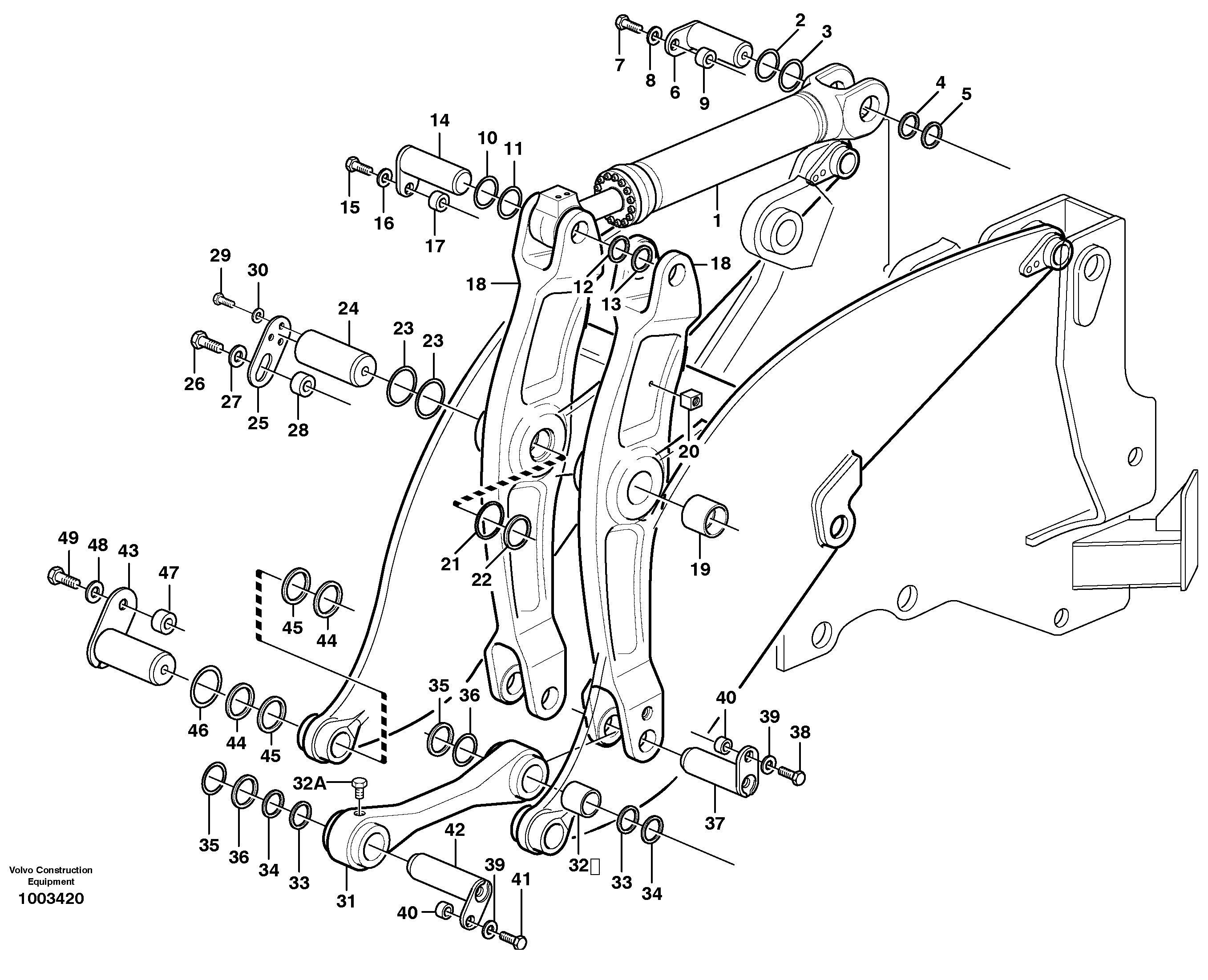 Схема запчастей Volvo L330E - 42468 Control arms L330E