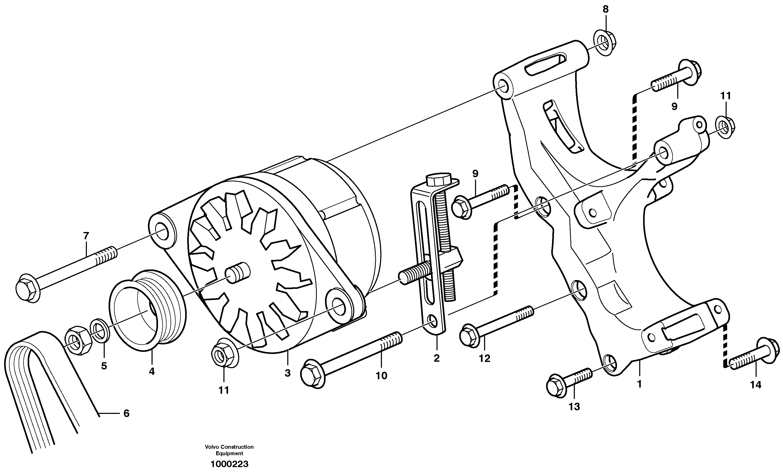 Схема запчастей Volvo L330E - 52321 Alternator with assembling details L330E