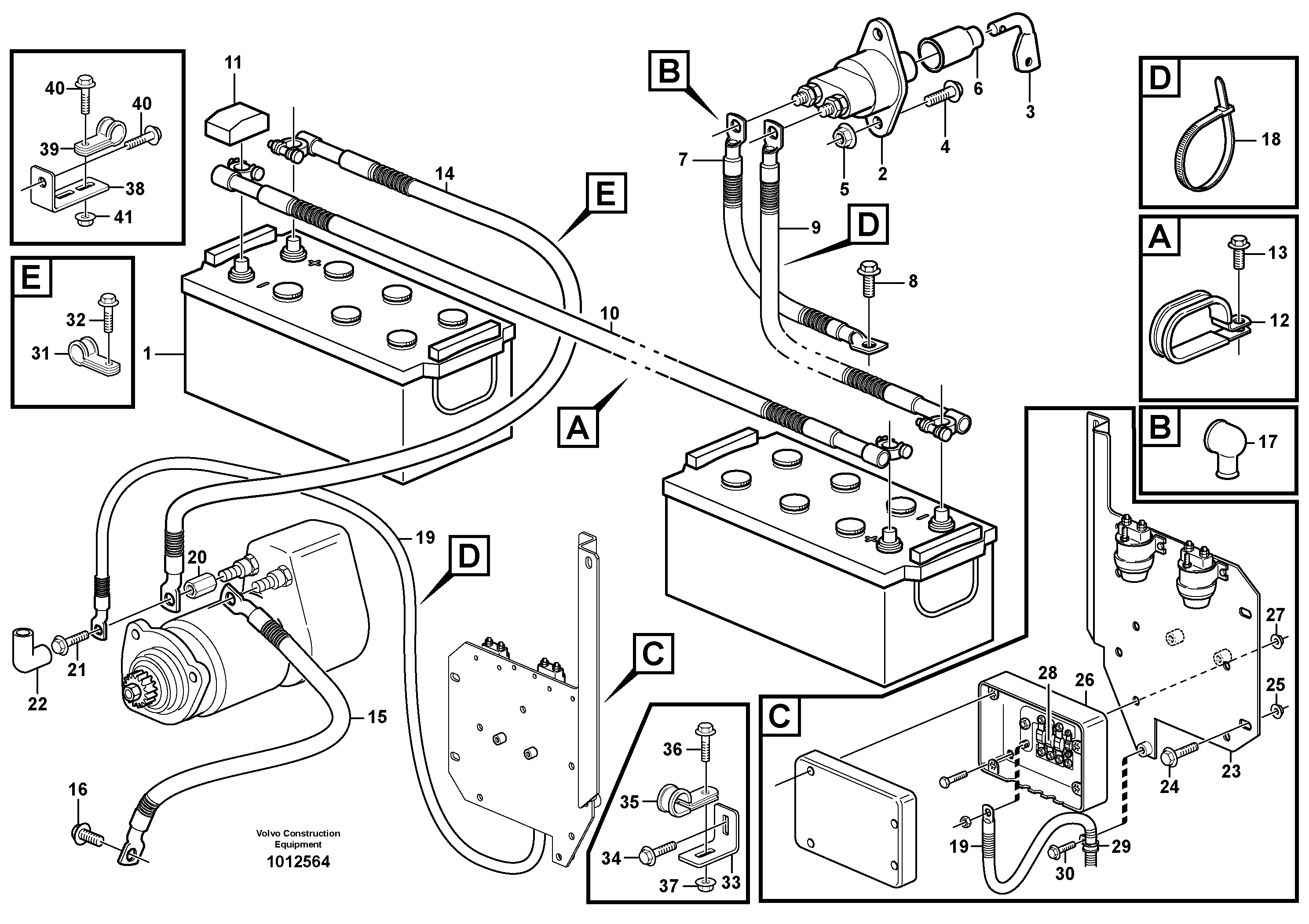 Схема запчастей Volvo L150E - 5370 Battery cable and main switch L150E S/N 8001 -