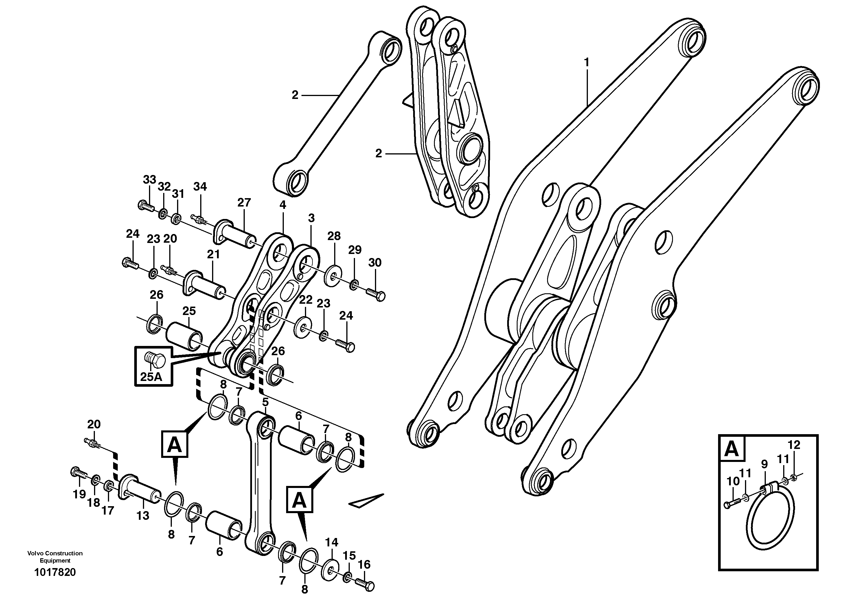 Схема запчастей Volvo L150E - 78562 Forward links with fitting parts L150E S/N 8001 -