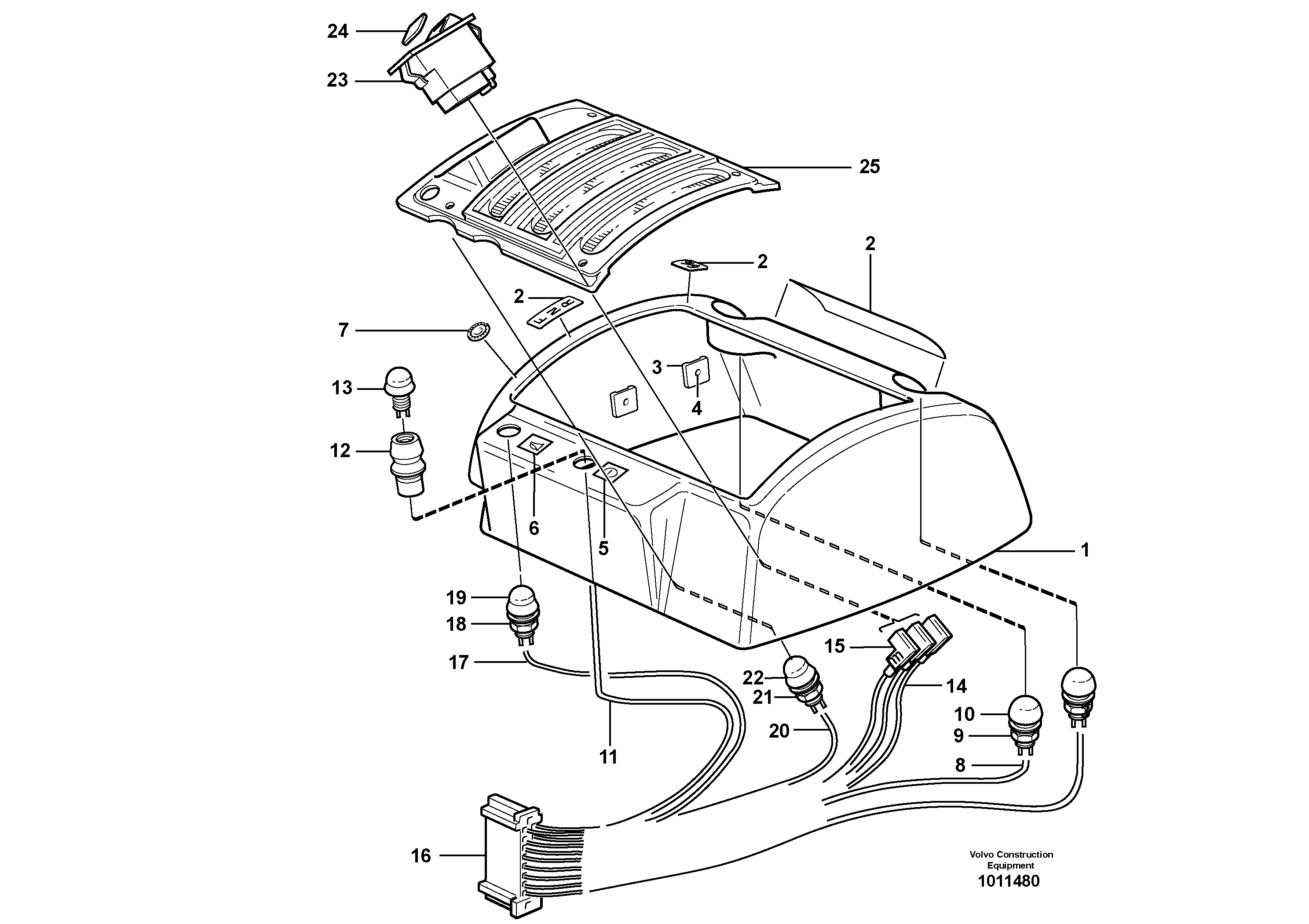 Схема запчастей Volvo L150E - 57887 Cable harnesses, gear lever carrier L150E S/N 8001 -