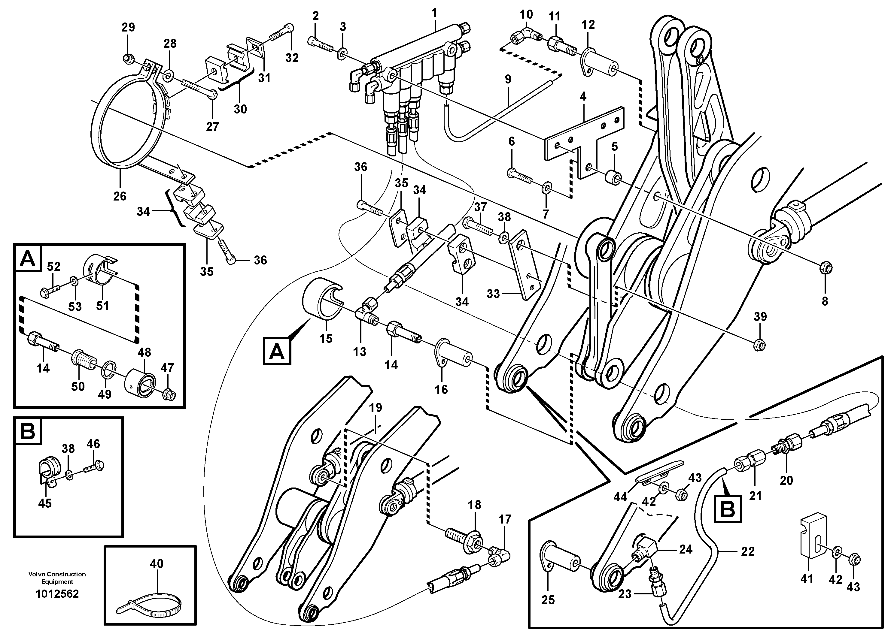 Схема запчастей Volvo L150E - 42047 Distribution block, B3 L150E S/N 8001 -