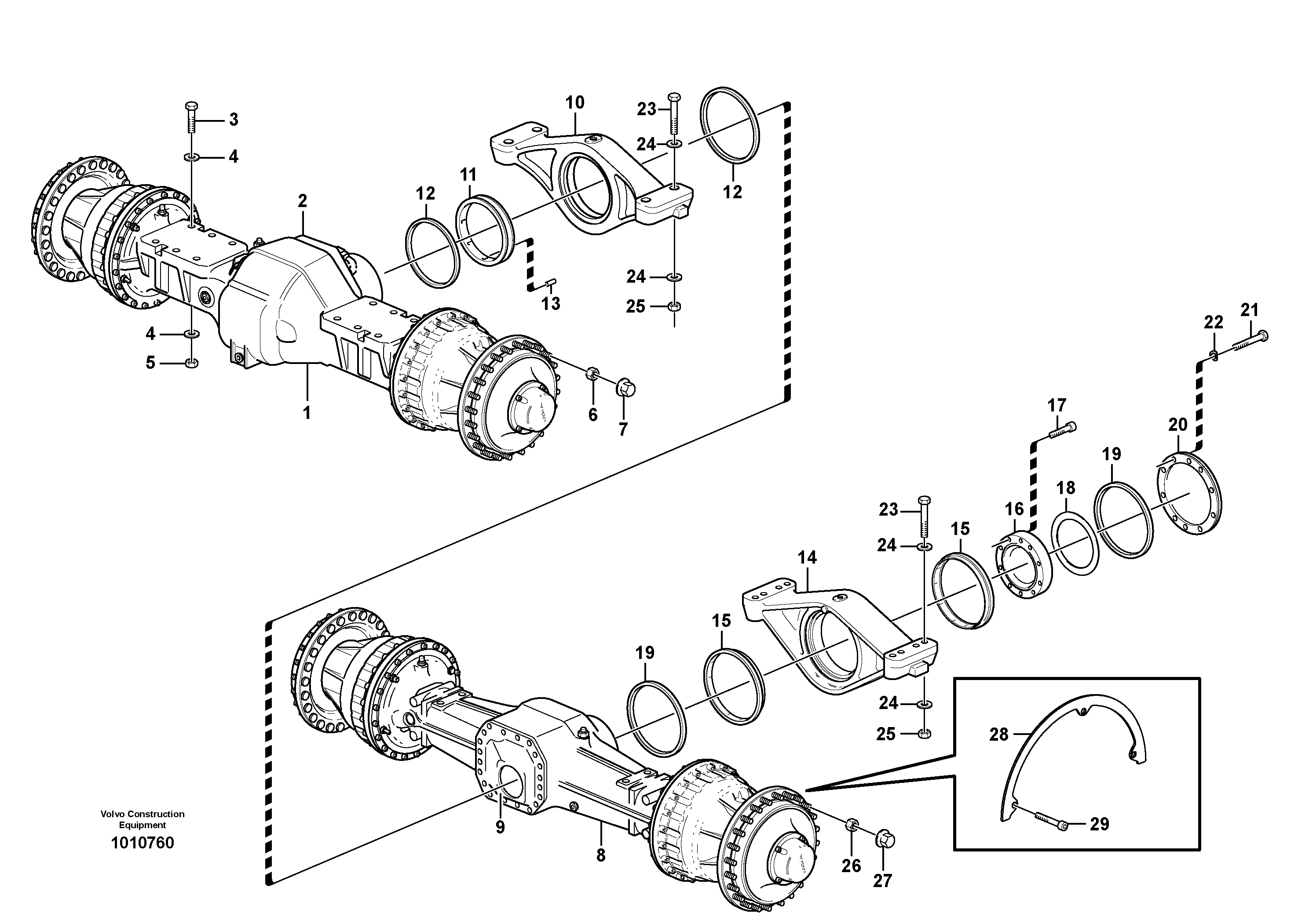 Схема запчастей Volvo L150E - 12178 Planet axles with fitting parts L150E S/N 10002 - 11594